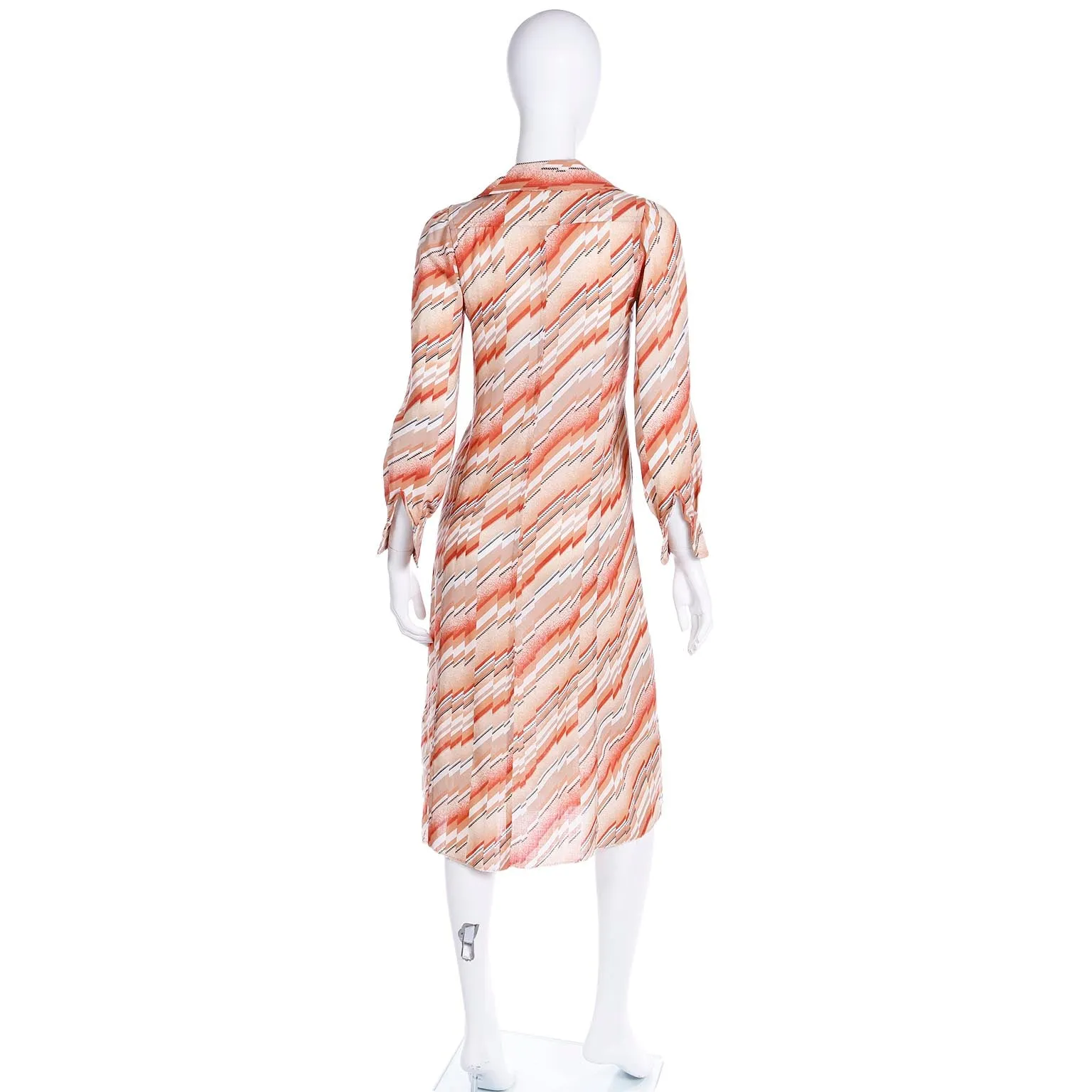 1970s Emanuel Ungaro Parallele Paris Vintage Abstract Chevron Striped Dress