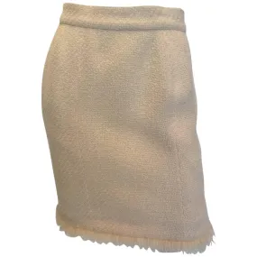 1980's Chanel Cream Colored Wool Tweed Skirt