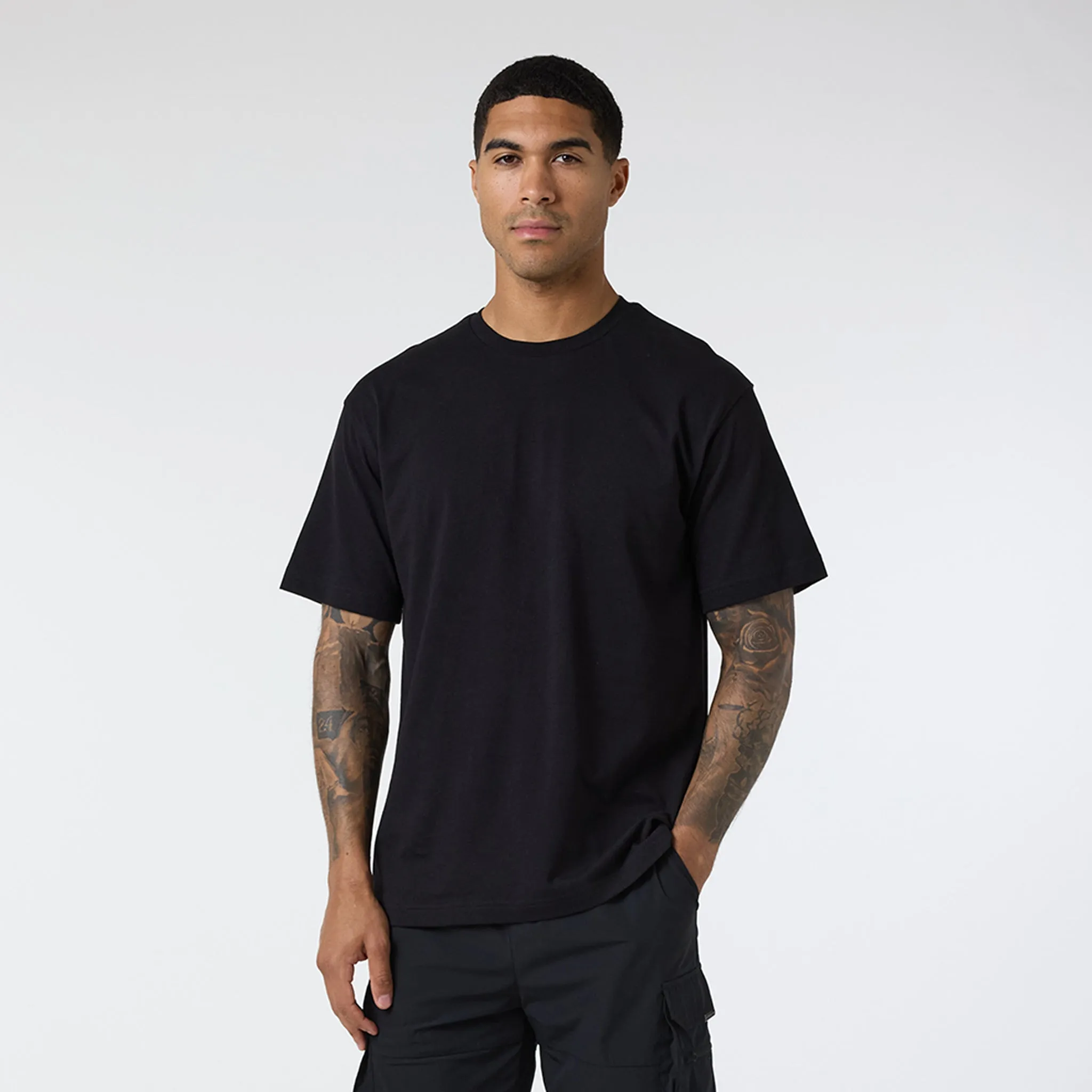 3-Pack Relaxed Fit T-Shirts | Black/Light Grey Marl/White