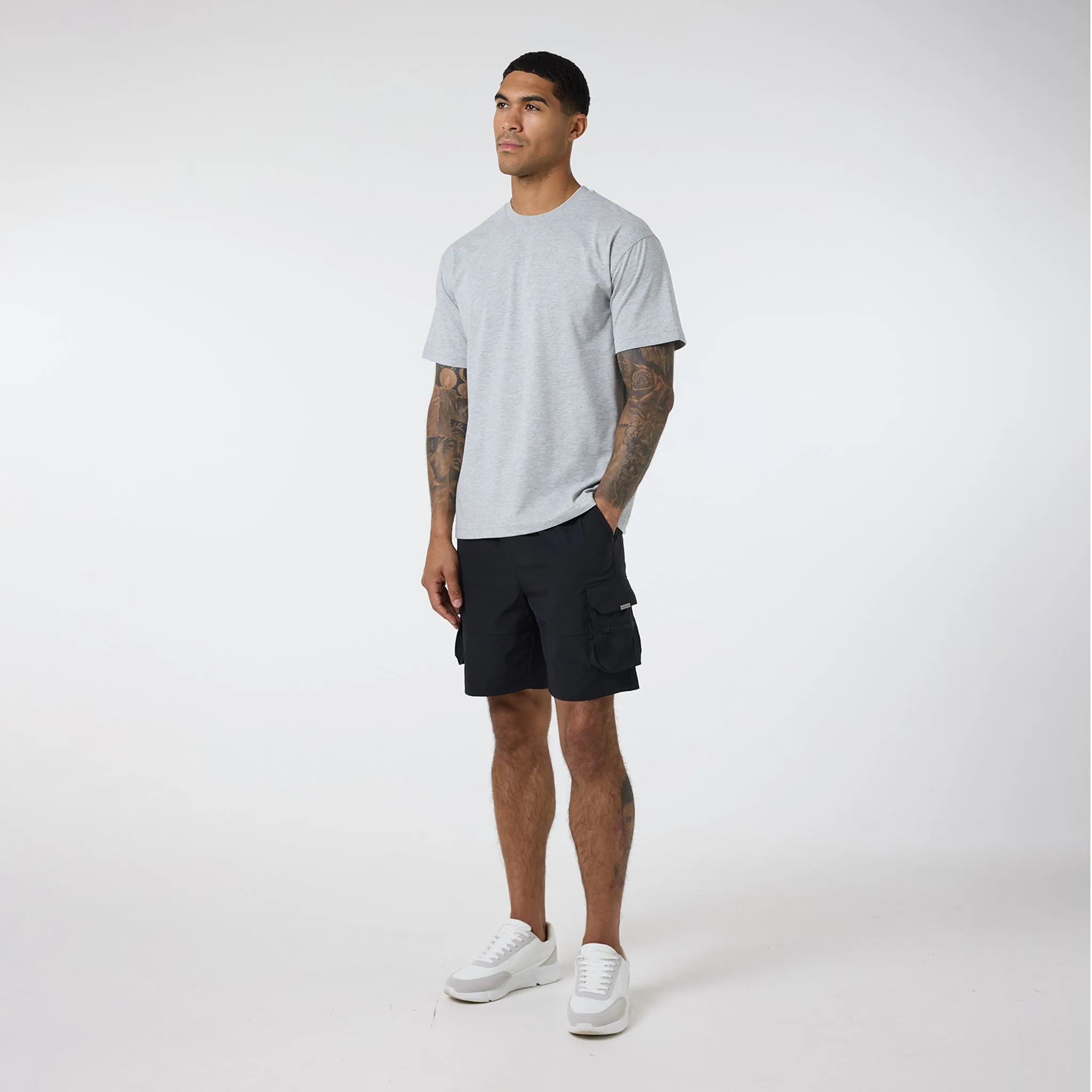 3-Pack Relaxed Fit T-Shirts | Black/Light Grey Marl/White