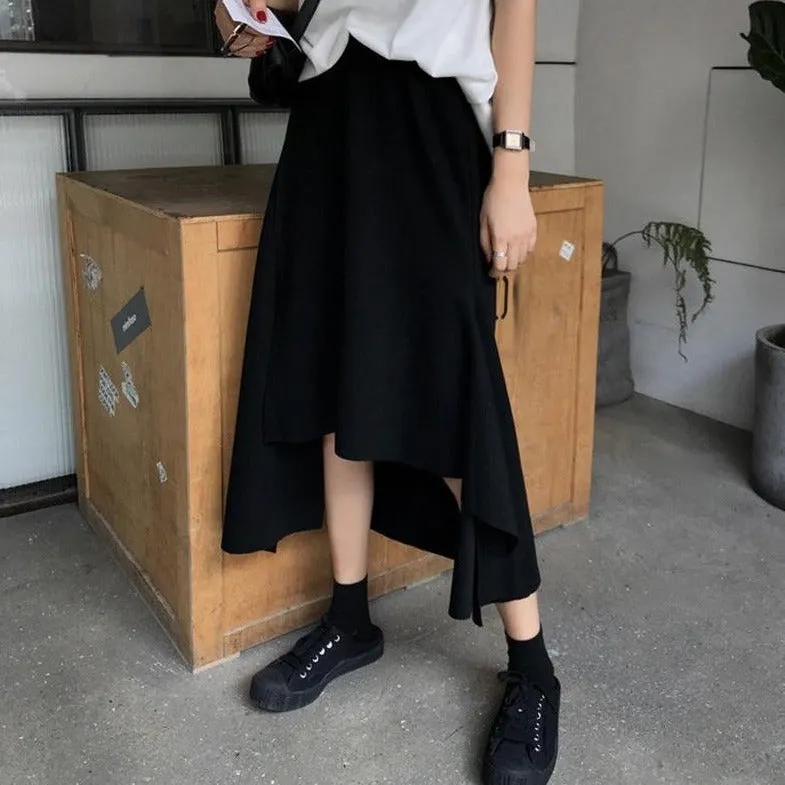 A-Line Midi Skirt With Asymmetrical Hem