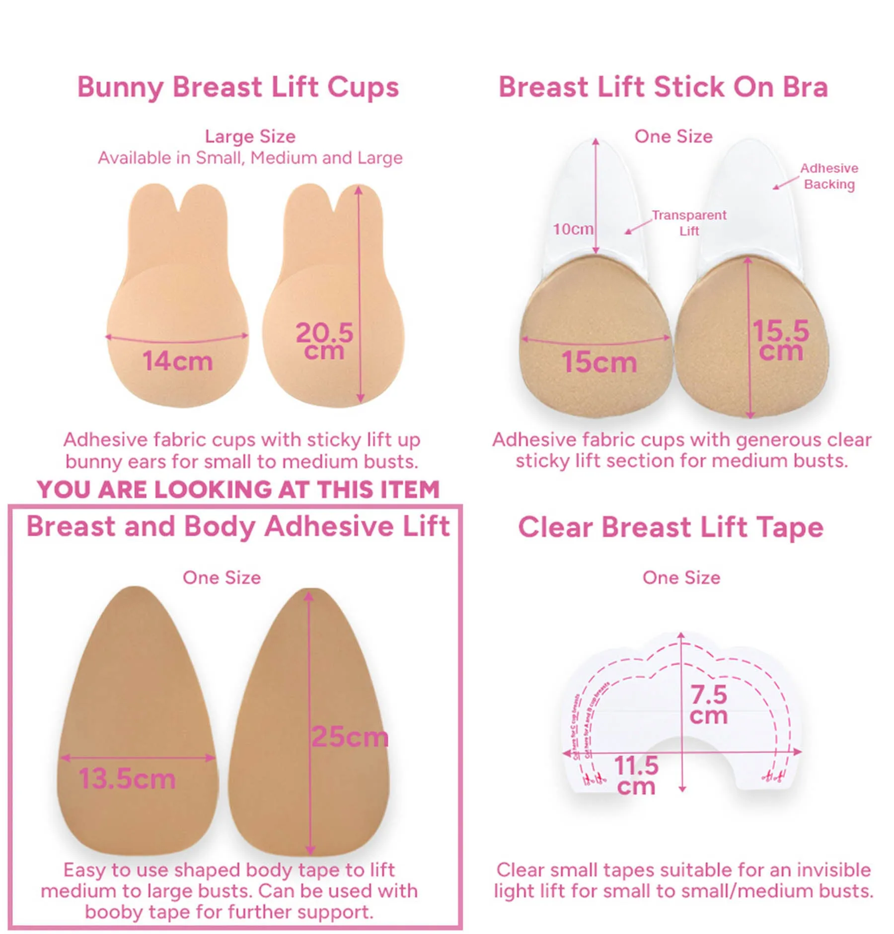 Adhesive Breast and Body Adhesive Lift & Nipple Covers Set