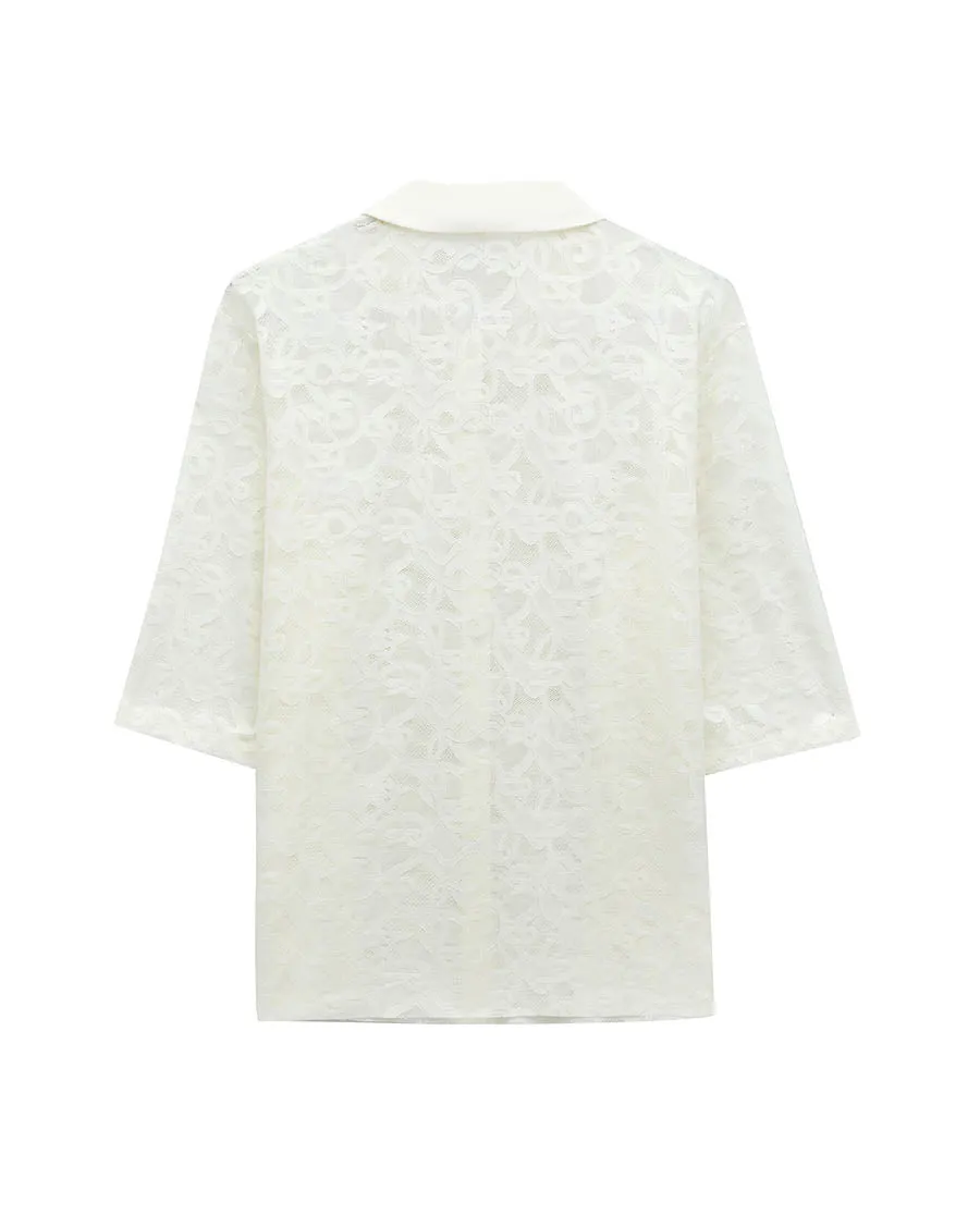 Aimer CHUANG Women Lace Short Sleeves Shirt