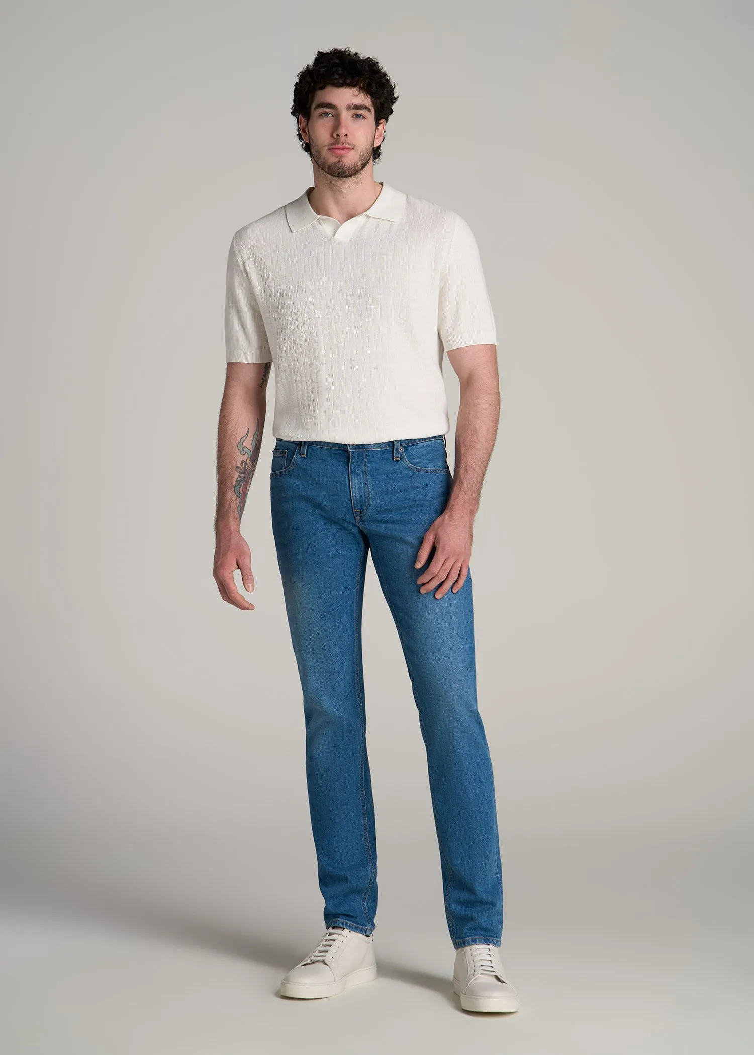 Americana Collection Carman Tapered Fit Jeans For Tall Men in Sail Blue