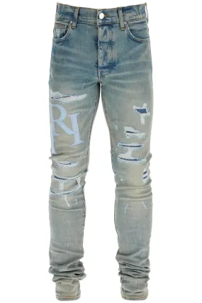 Amiri Men's Leather Logo Jeans With Eight Words