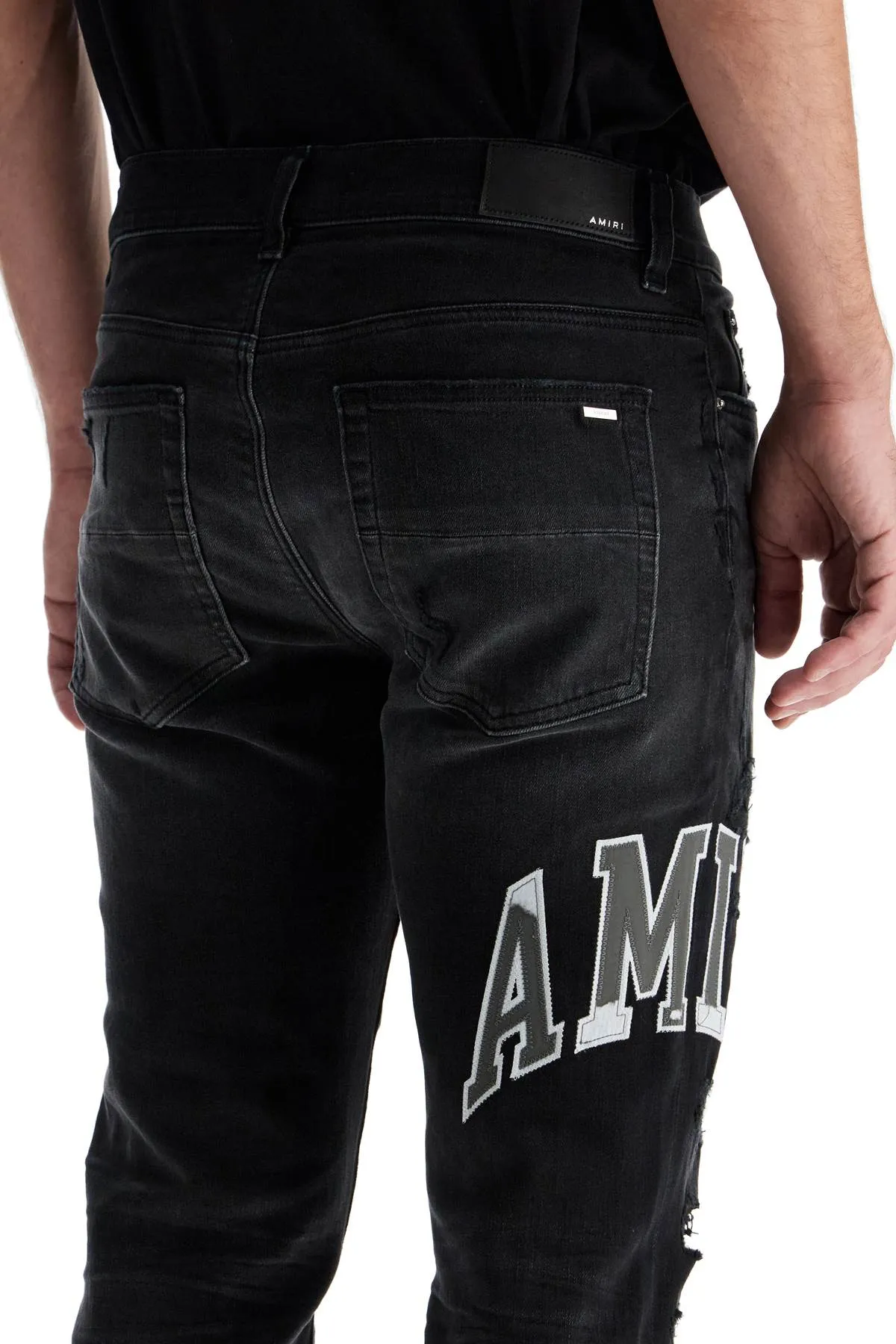 Amiri Men's Skinny Jeans With Varsity Logo