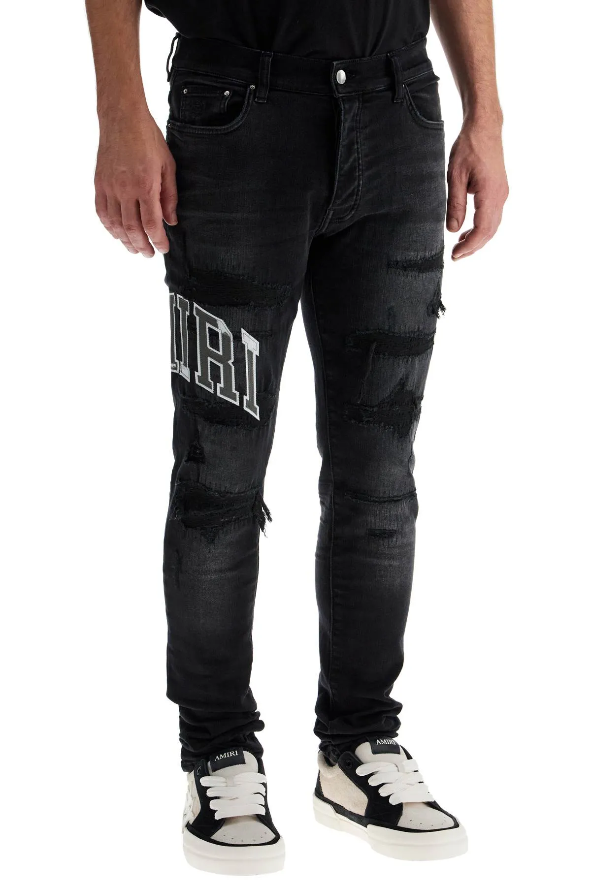 Amiri Men's Skinny Jeans With Varsity Logo