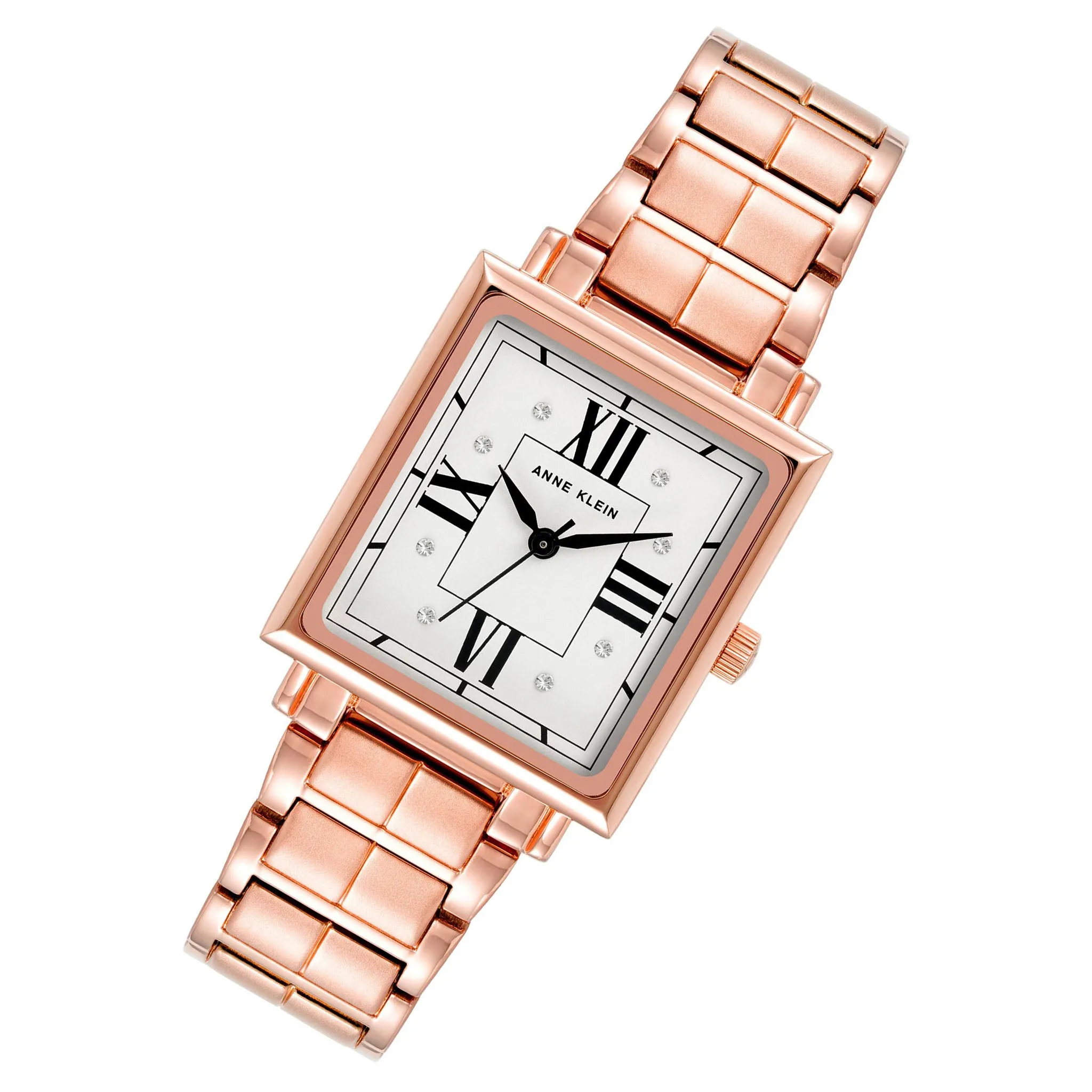 Anne Klein Rose Gold Band Silver Dial Women's Watch - AK4008SVRG