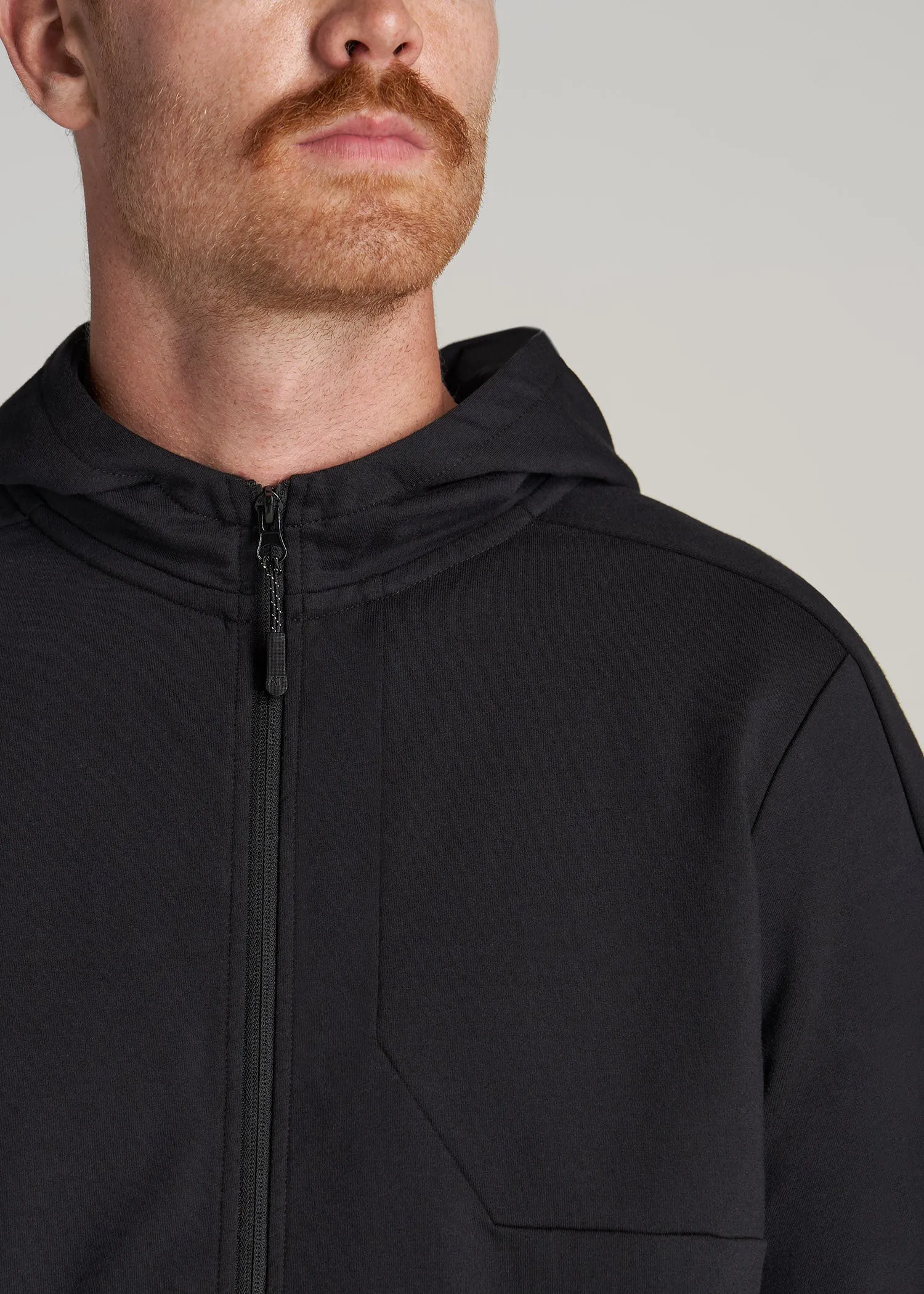 A.T. Performance French Terry Full Zip Hoodie for Tall Men in Black