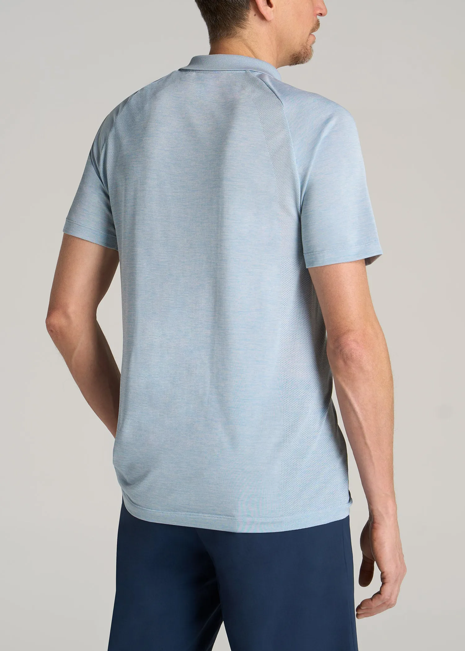 A.T. Performance: Raglan Men's Tall Polo Shirt in Light Blue Mix