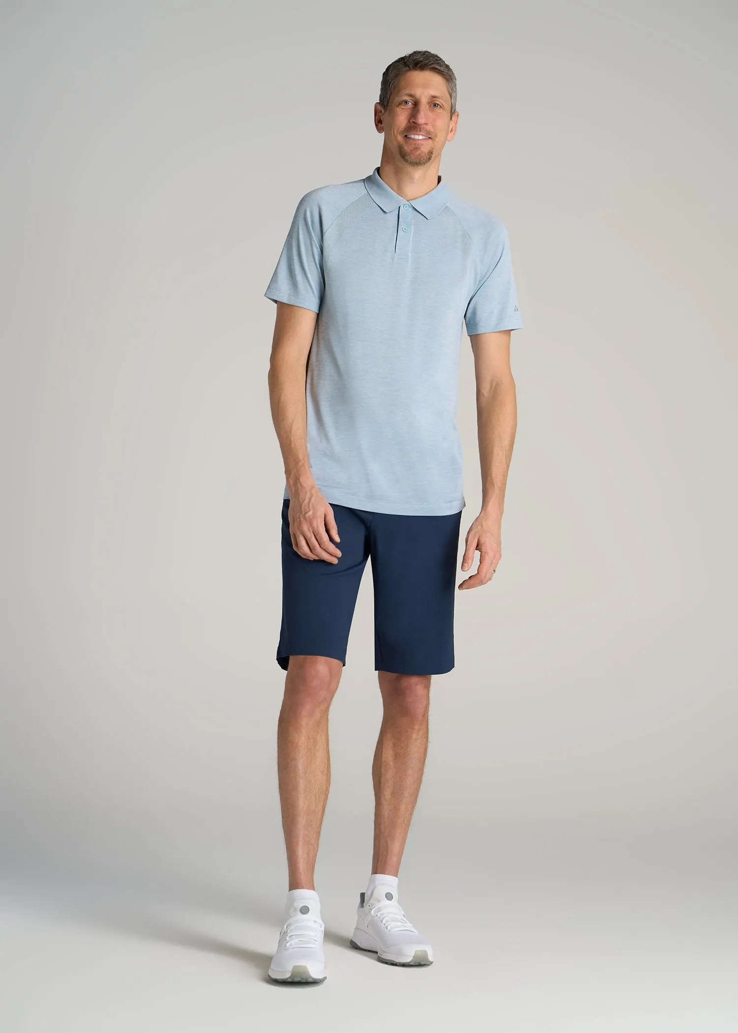 A.T. Performance: Raglan Men's Tall Polo Shirt in Light Blue Mix