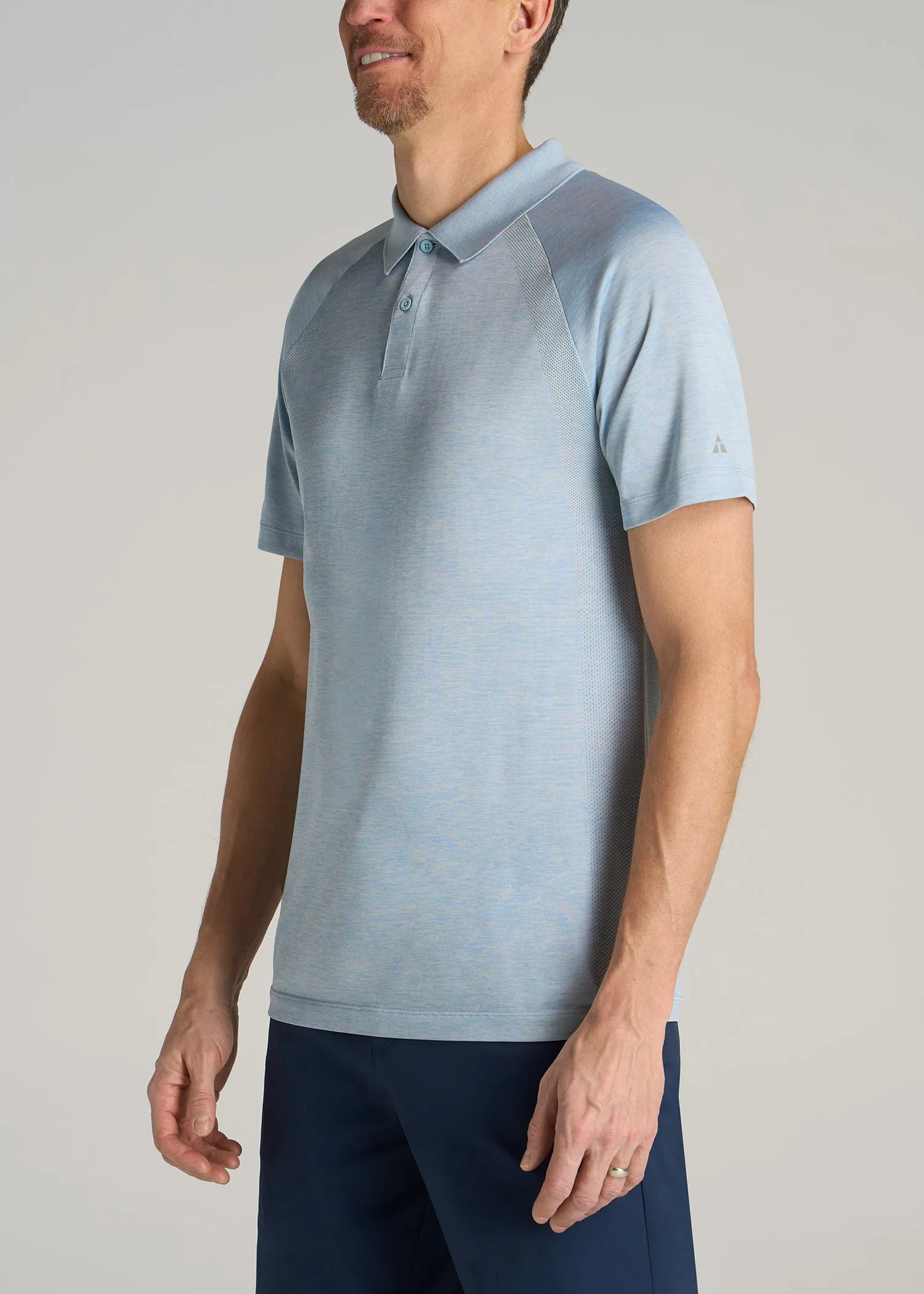 A.T. Performance: Raglan Men's Tall Polo Shirt in Light Blue Mix