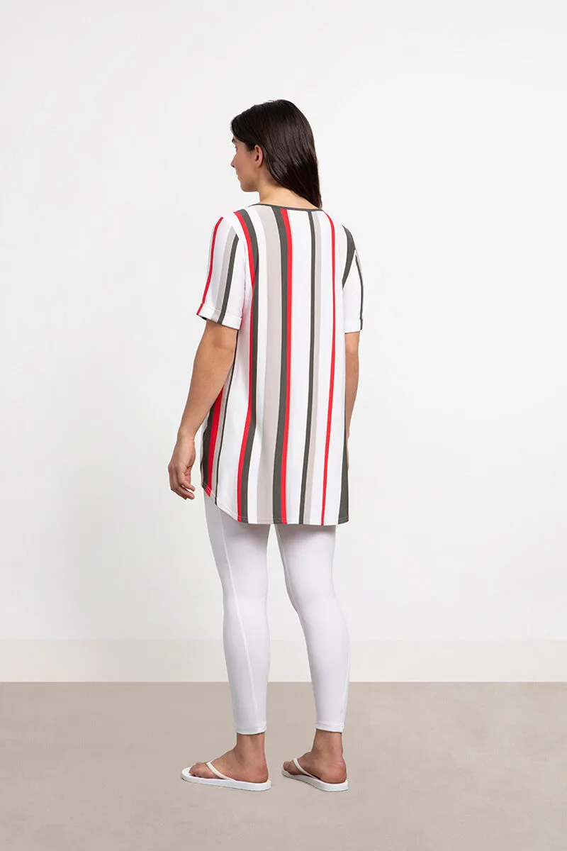 Bamboo T-Shirt Pocket Tunic | White Multi