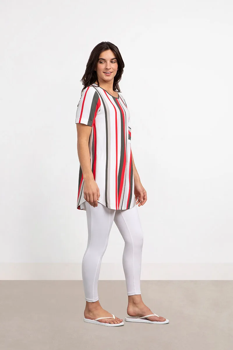 Bamboo T-Shirt Pocket Tunic | White Multi