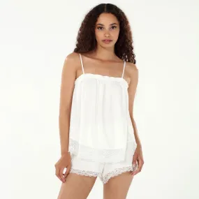 Best Day Ever  Cami & Short PJ Set In White