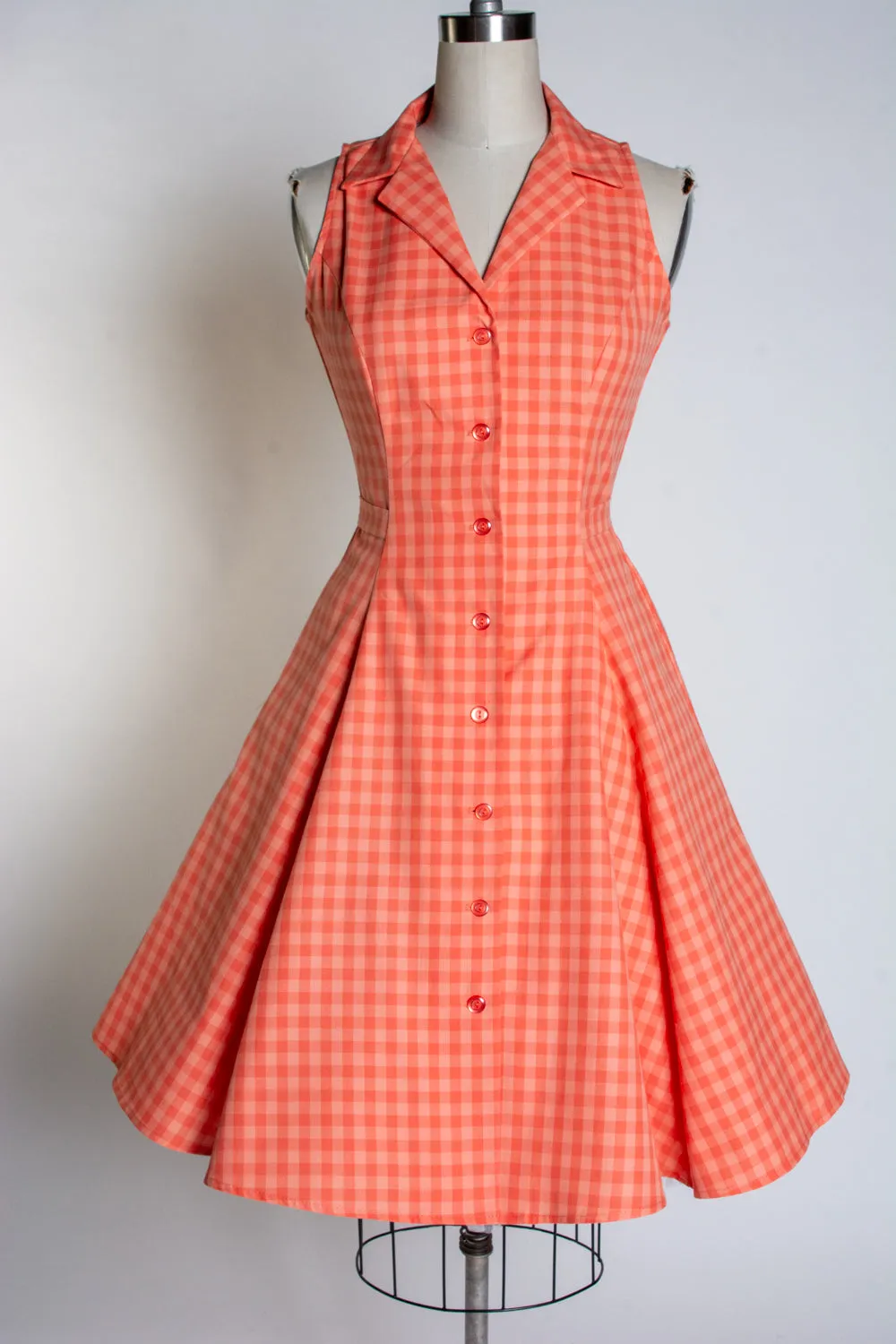 Betty Lou Dress - Peach Tonal Gingham