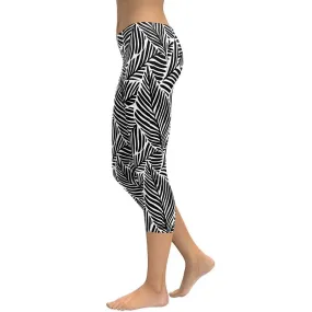 Black & White Leaves Capris