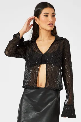 Black Bolero Long Sleeve Sequins