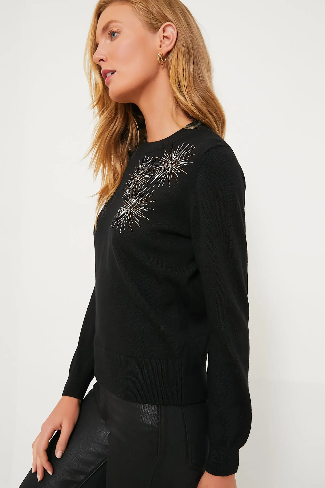 Black Sunburst Embellished Riley Sweater