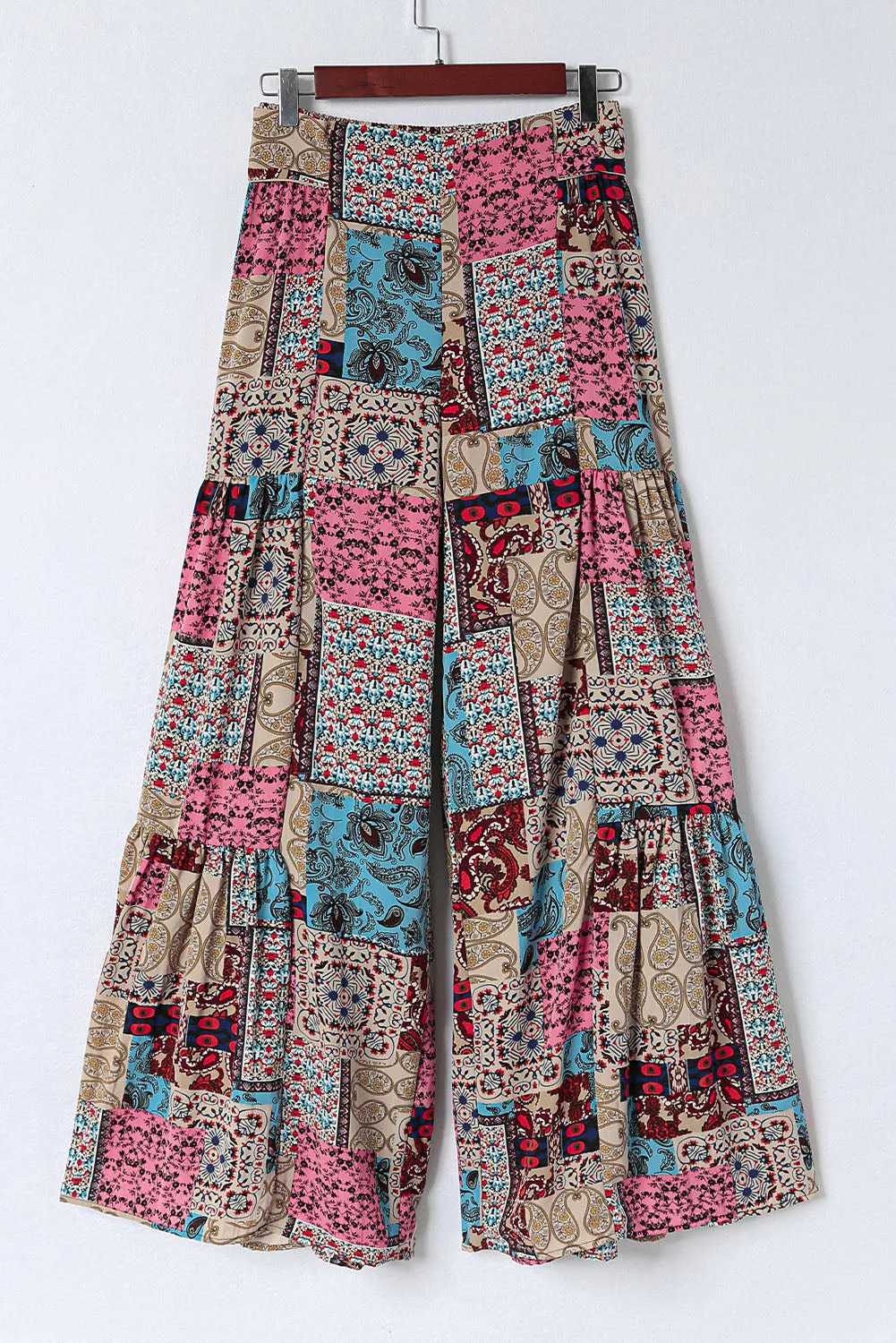 Boho Paisley Mixed Print High Waist Pants