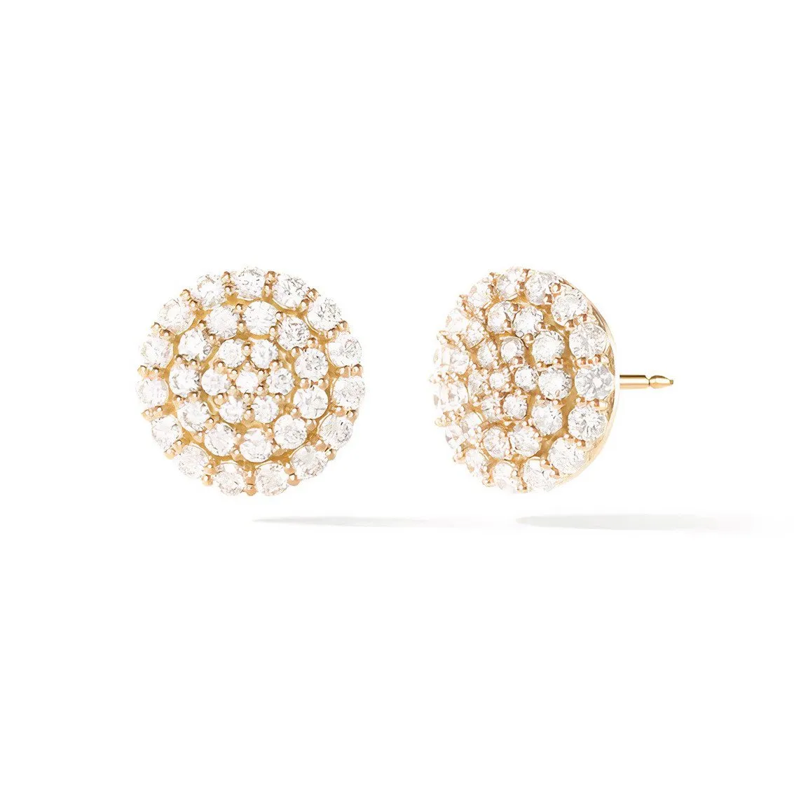 Brass 18k Rose Gold Crystal Button Stud Earring Pair For Women