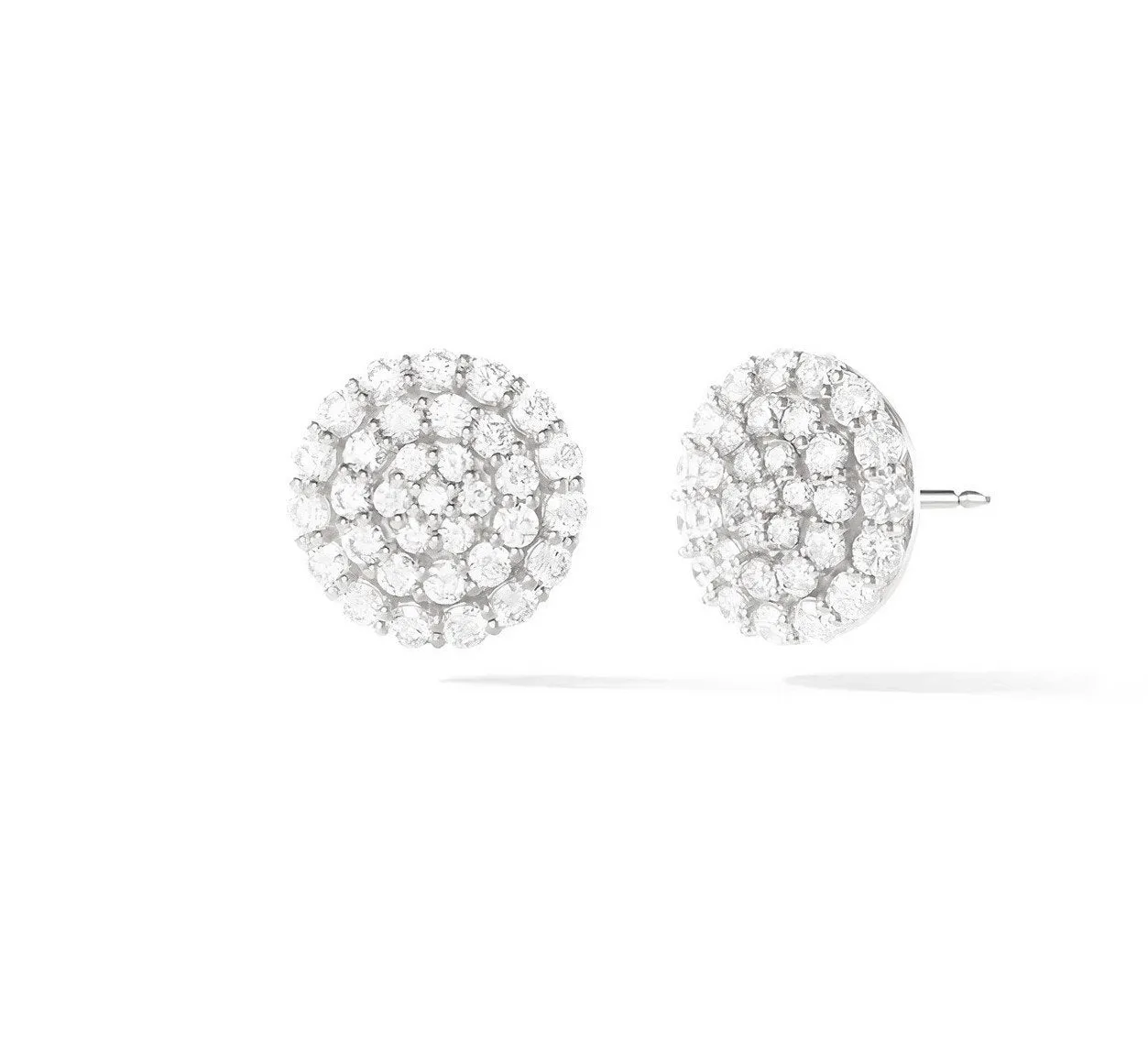 Brass 18k Rose Gold Crystal Button Stud Earring Pair For Women