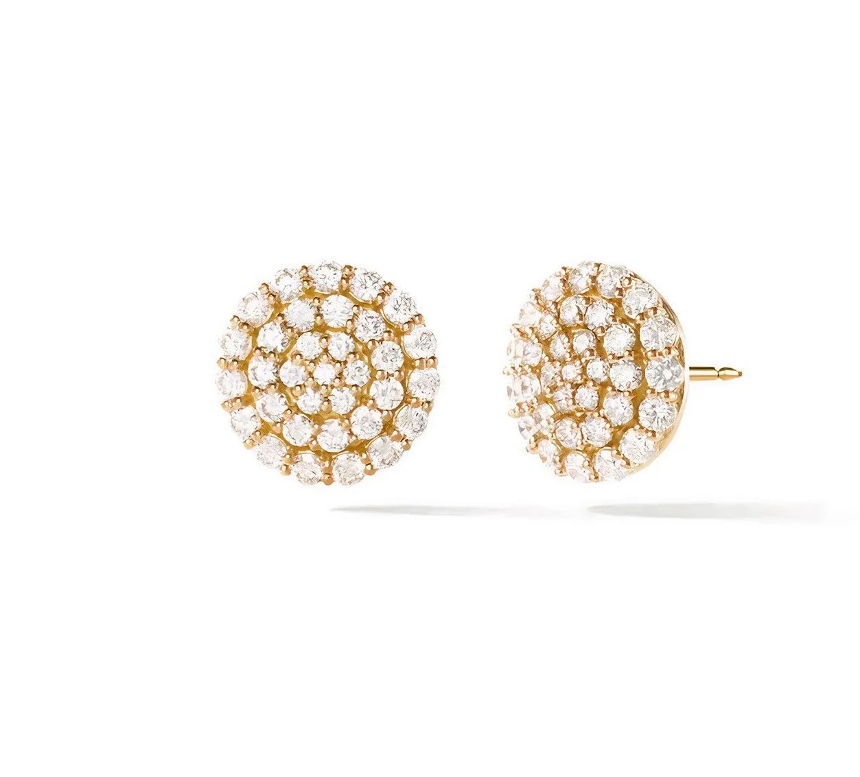 Brass 18k Rose Gold Crystal Button Stud Earring Pair For Women