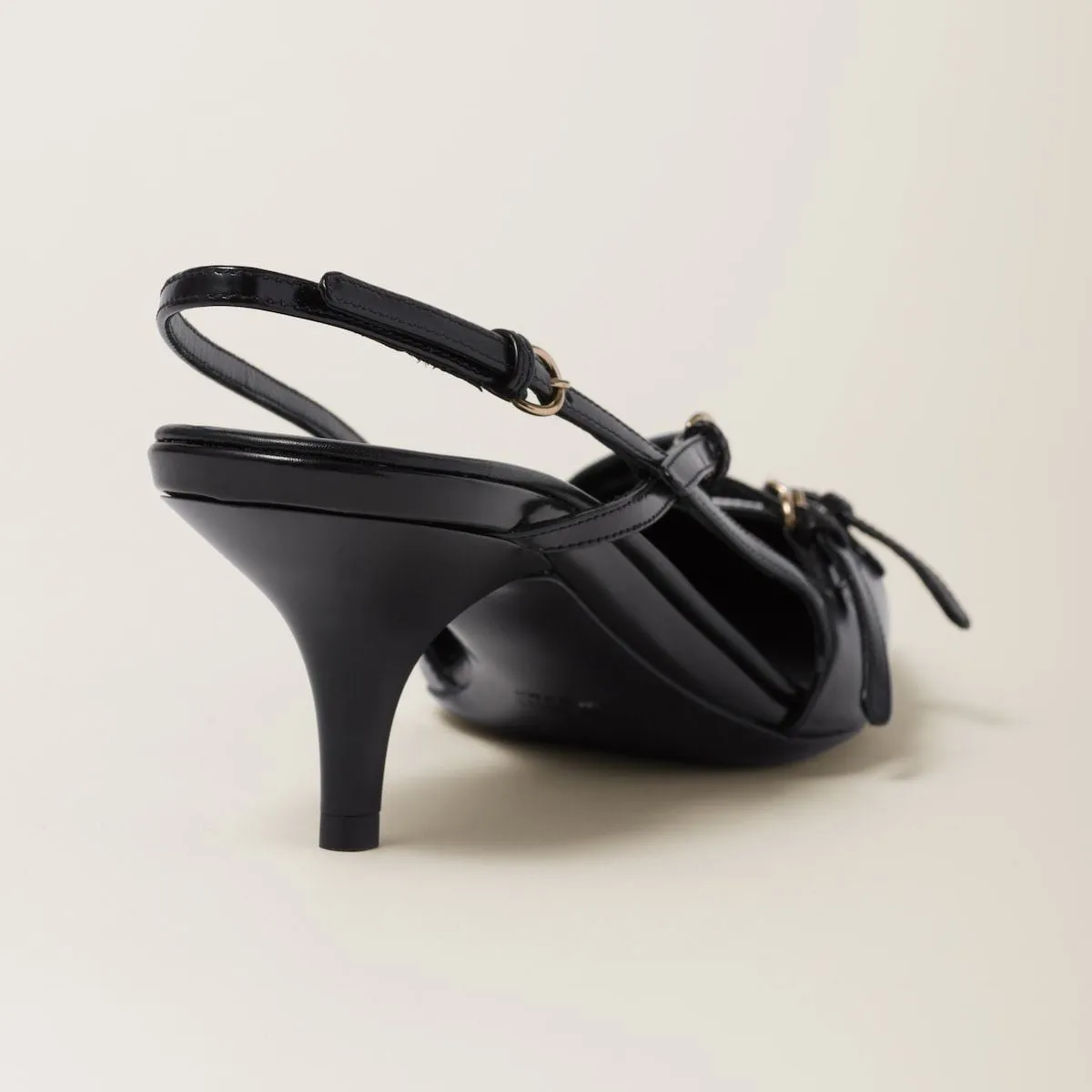 BRUSHED LEATHER SLINGBACKS WITH BUCKLES