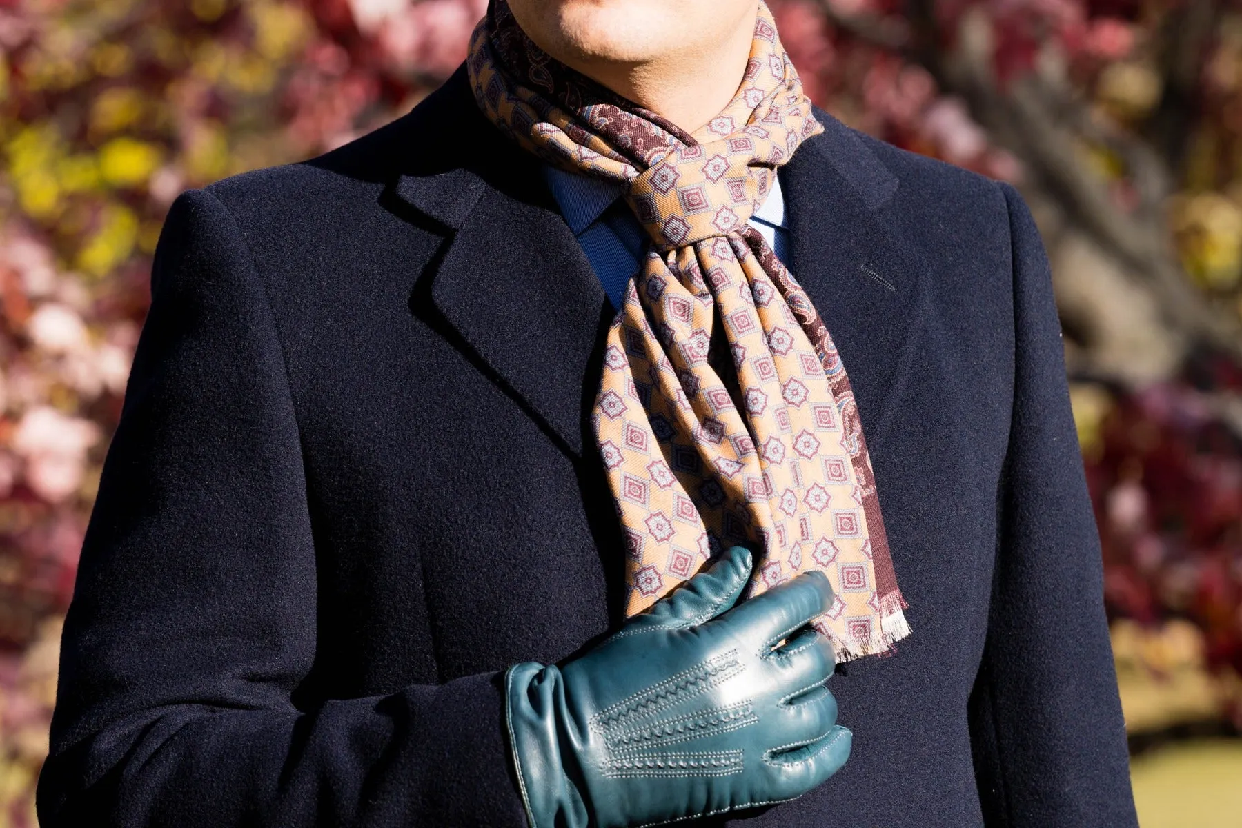 Burgundy Paisley & Geometric Double Sided Scarf