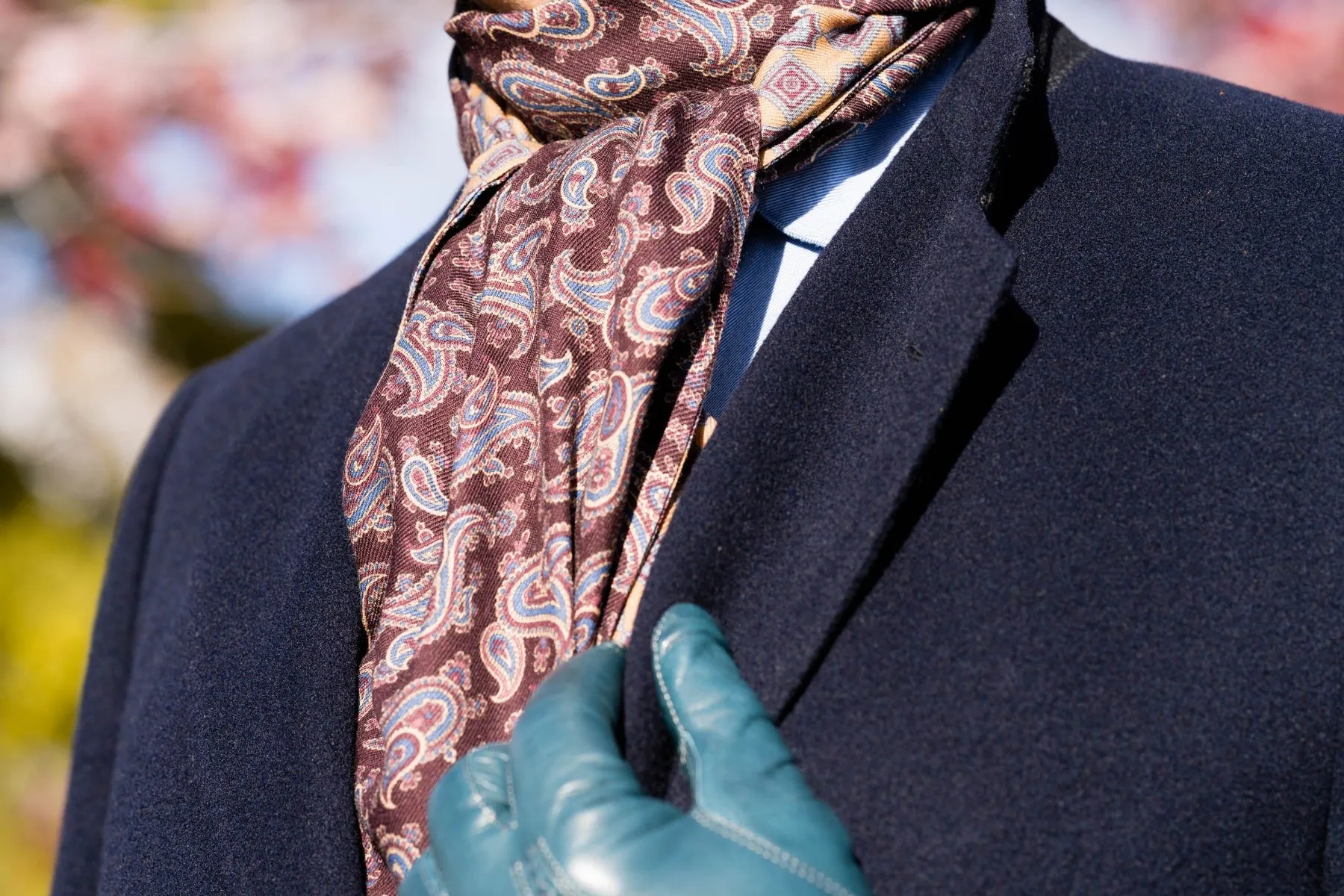 Burgundy Paisley & Geometric Double Sided Scarf