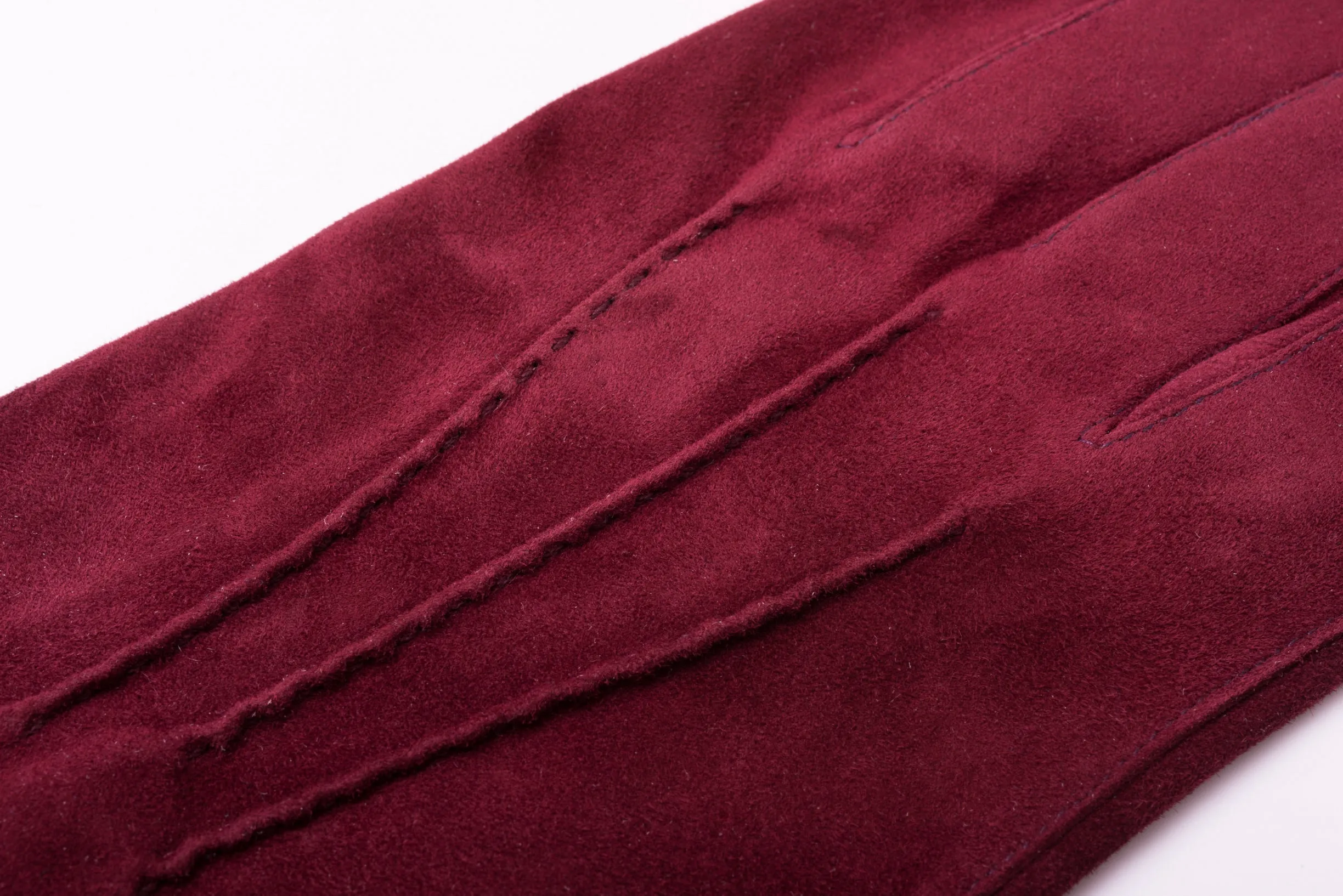 Burgundy Suede Unlined Leather Gloves