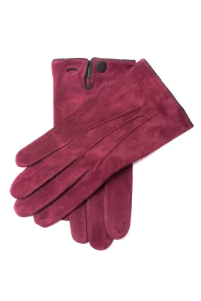 Burgundy Suede Unlined Leather Gloves