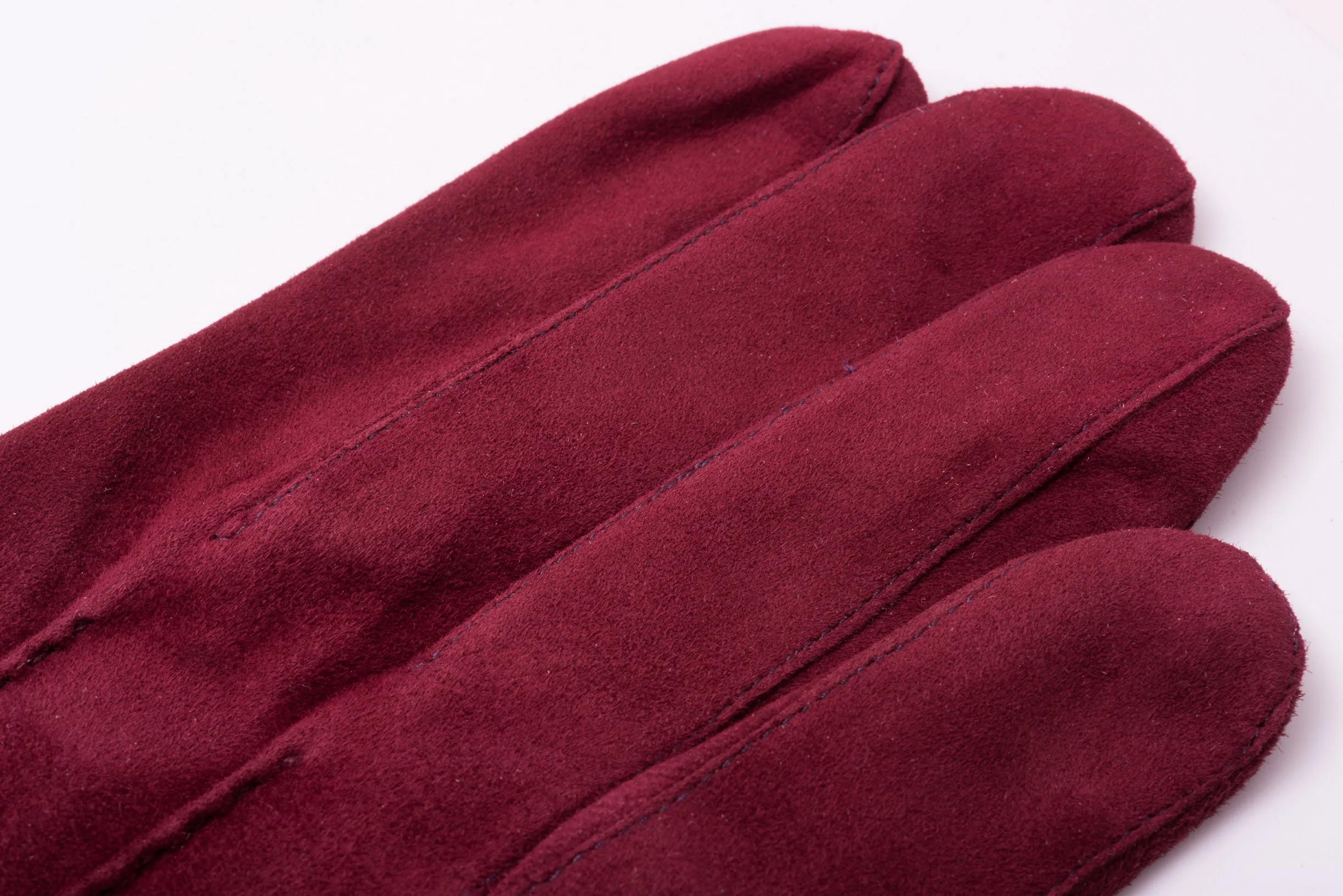 Burgundy Suede Unlined Leather Gloves