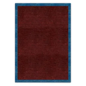 Burgundy with sky blue border kilim