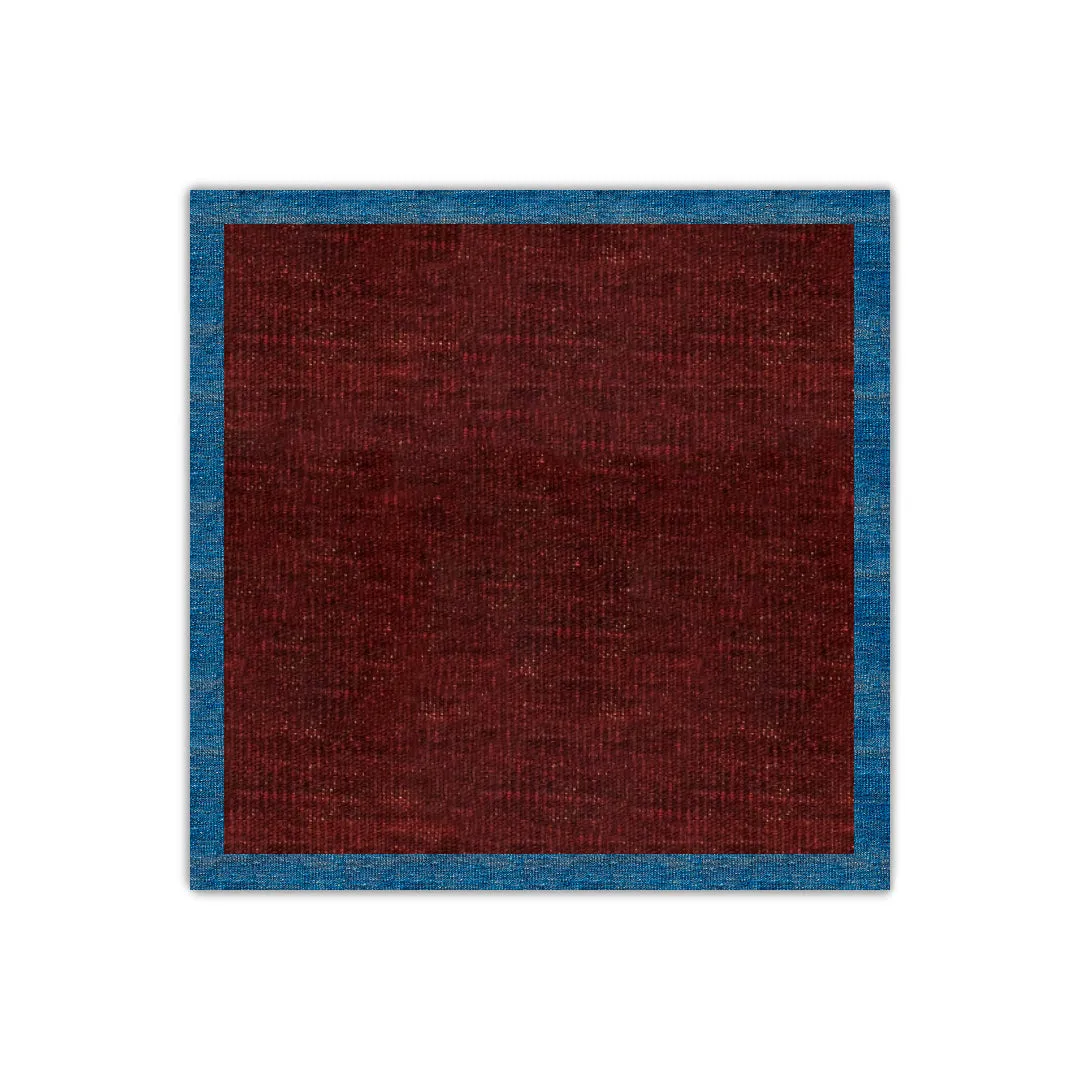 Burgundy with sky blue border kilim