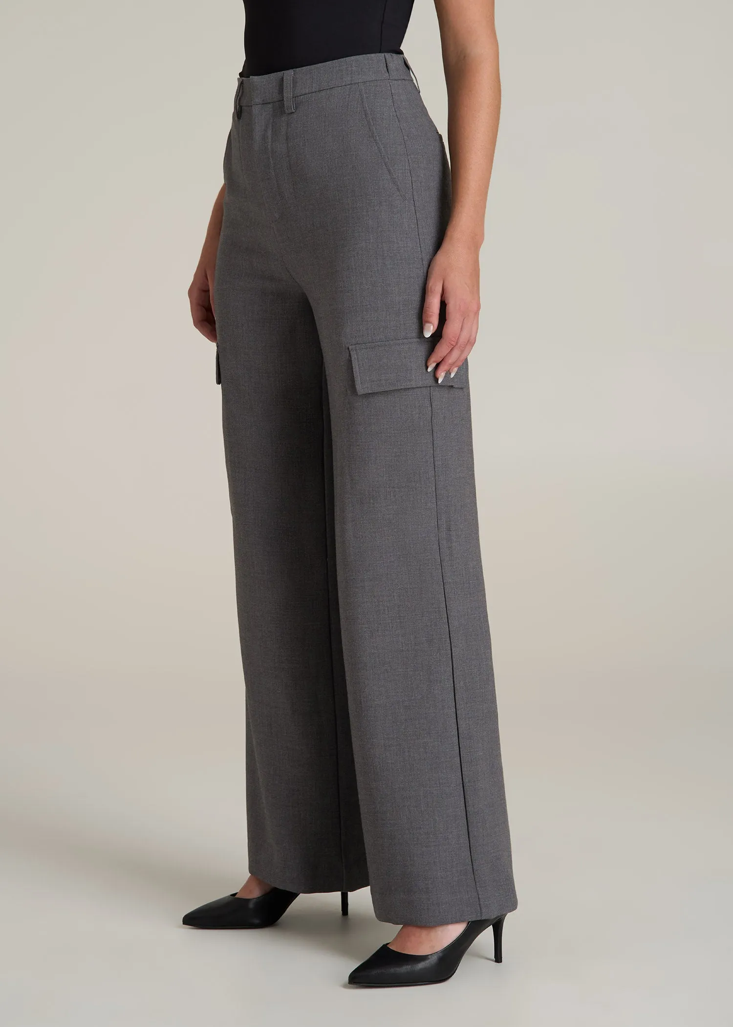 Cargo Wide Leg Dress Pant Women's in Graphic Charcoal