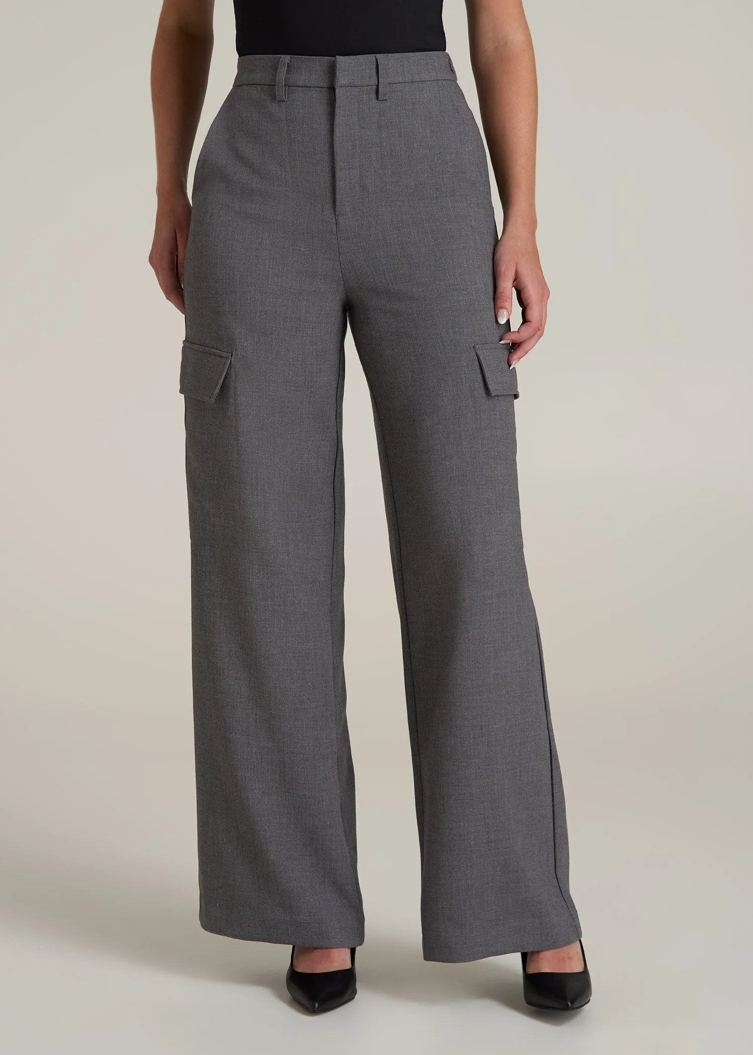 Cargo Wide Leg Dress Pant Women's in Graphic Charcoal