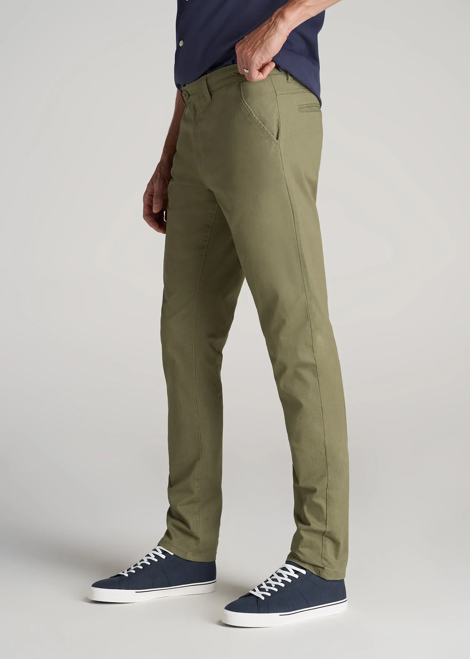 Carman TAPERED Chinos in Fatigue Green - Pants for Tall Men