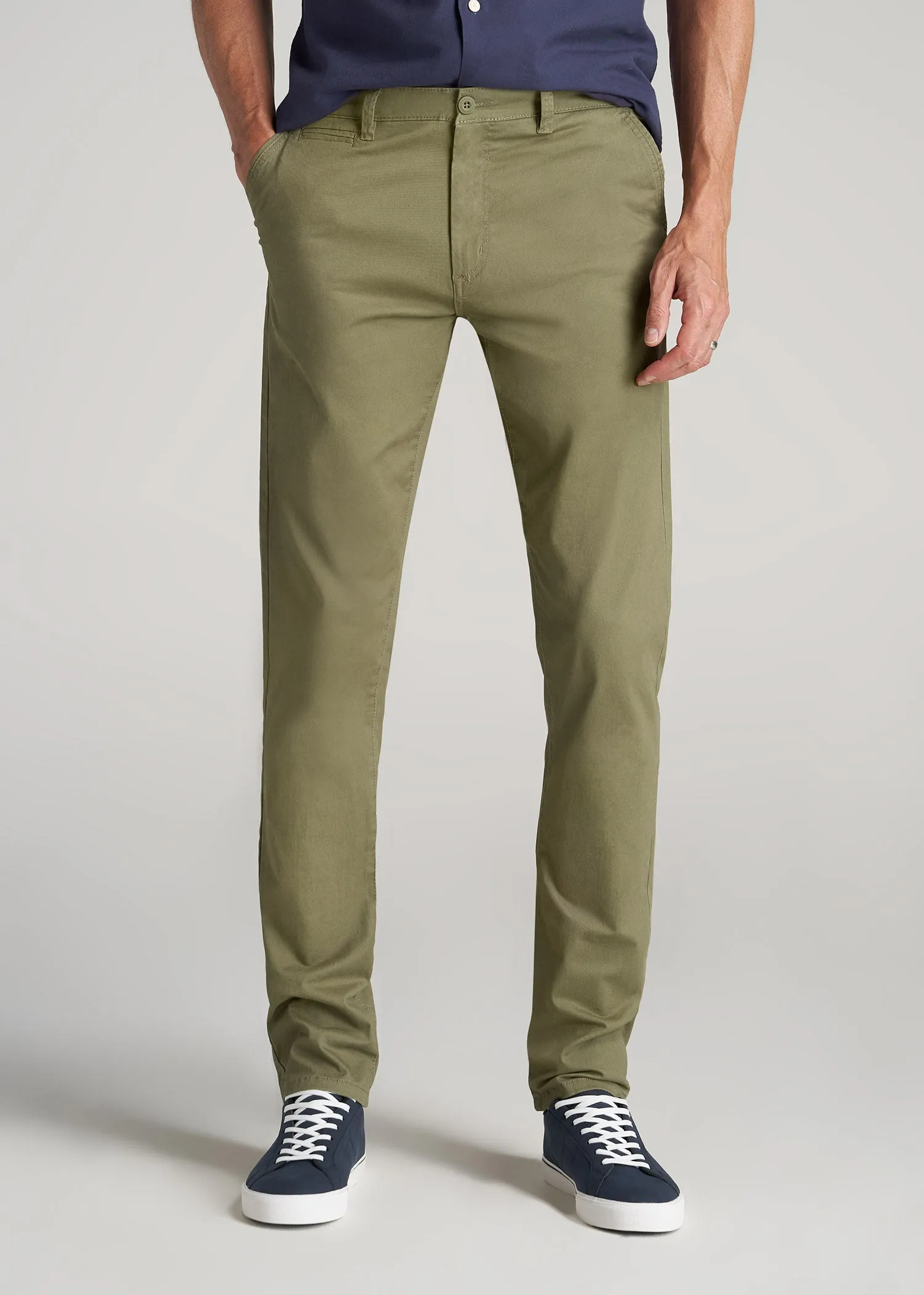 Carman TAPERED Chinos in Fatigue Green - Pants for Tall Men