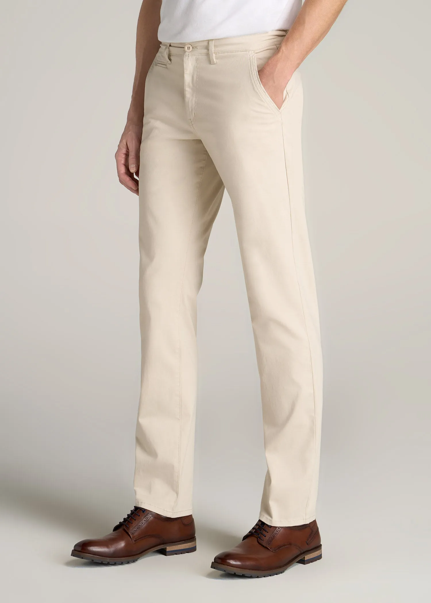 Carman TAPERED Chinos in Soft Beige - Pants for Tall Men