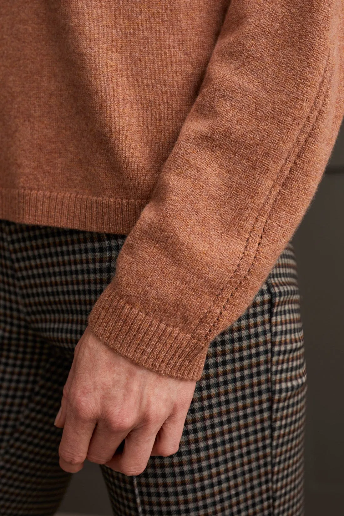 CASHMERE SWEATER WITH POINTELLE DETAIL-H.walnut