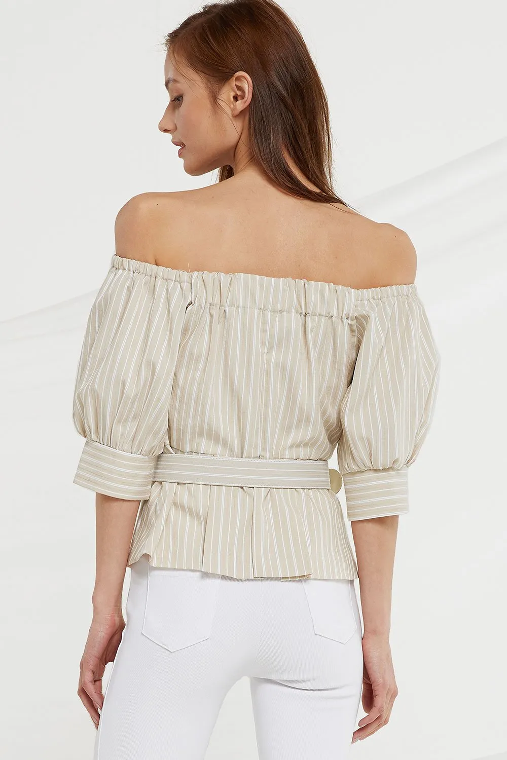 Celeste Belted Off Shoulder Top