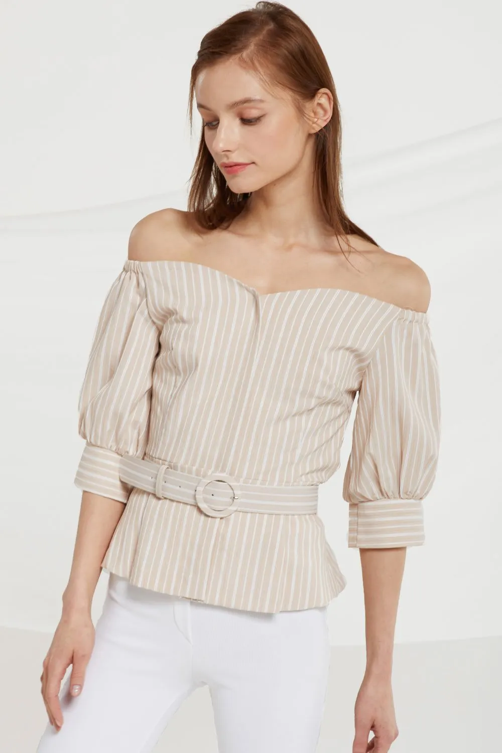 Celeste Belted Off Shoulder Top