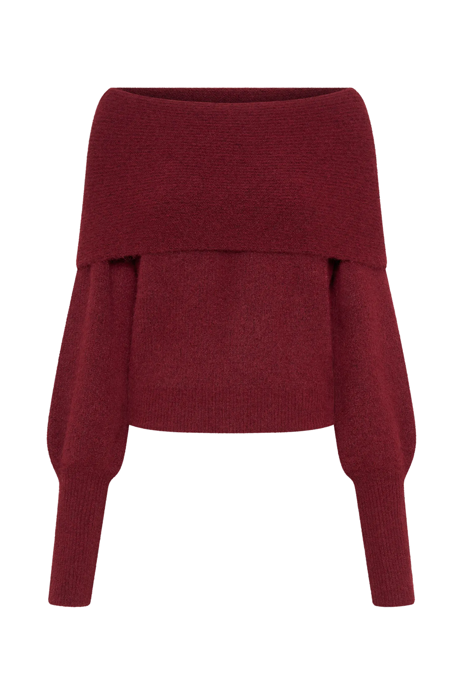 Charlotte Off Shoulder Knit Long Sleeve Top - Merlot