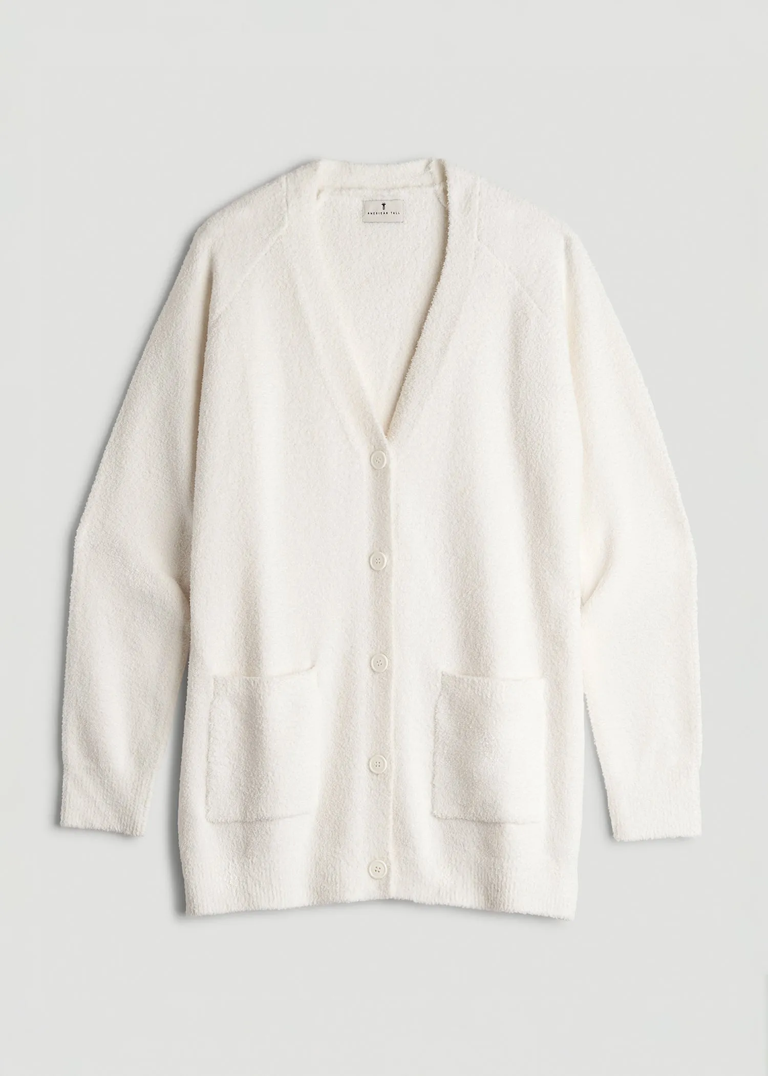 Chenille Cardigan for Tall Women in White Alyssum