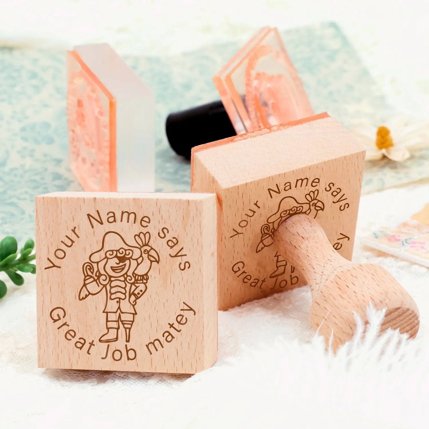 Children's Day Custom Cartoon Captain Rubber Stamp