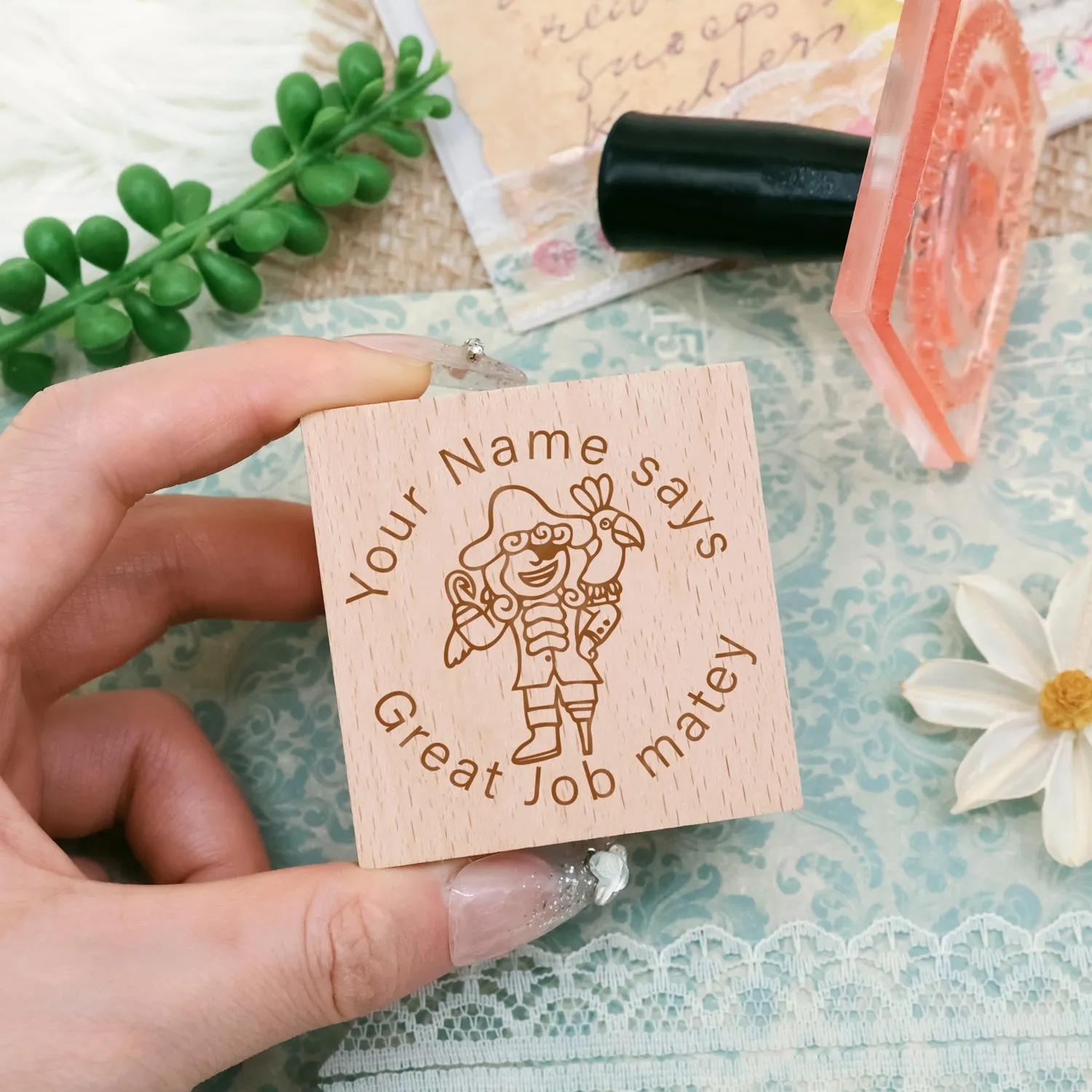 Children's Day Custom Cartoon Captain Rubber Stamp