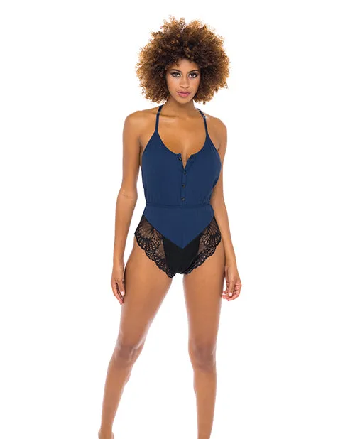 Claribel Ribbed Jersey Romper Estate - Blue/Black