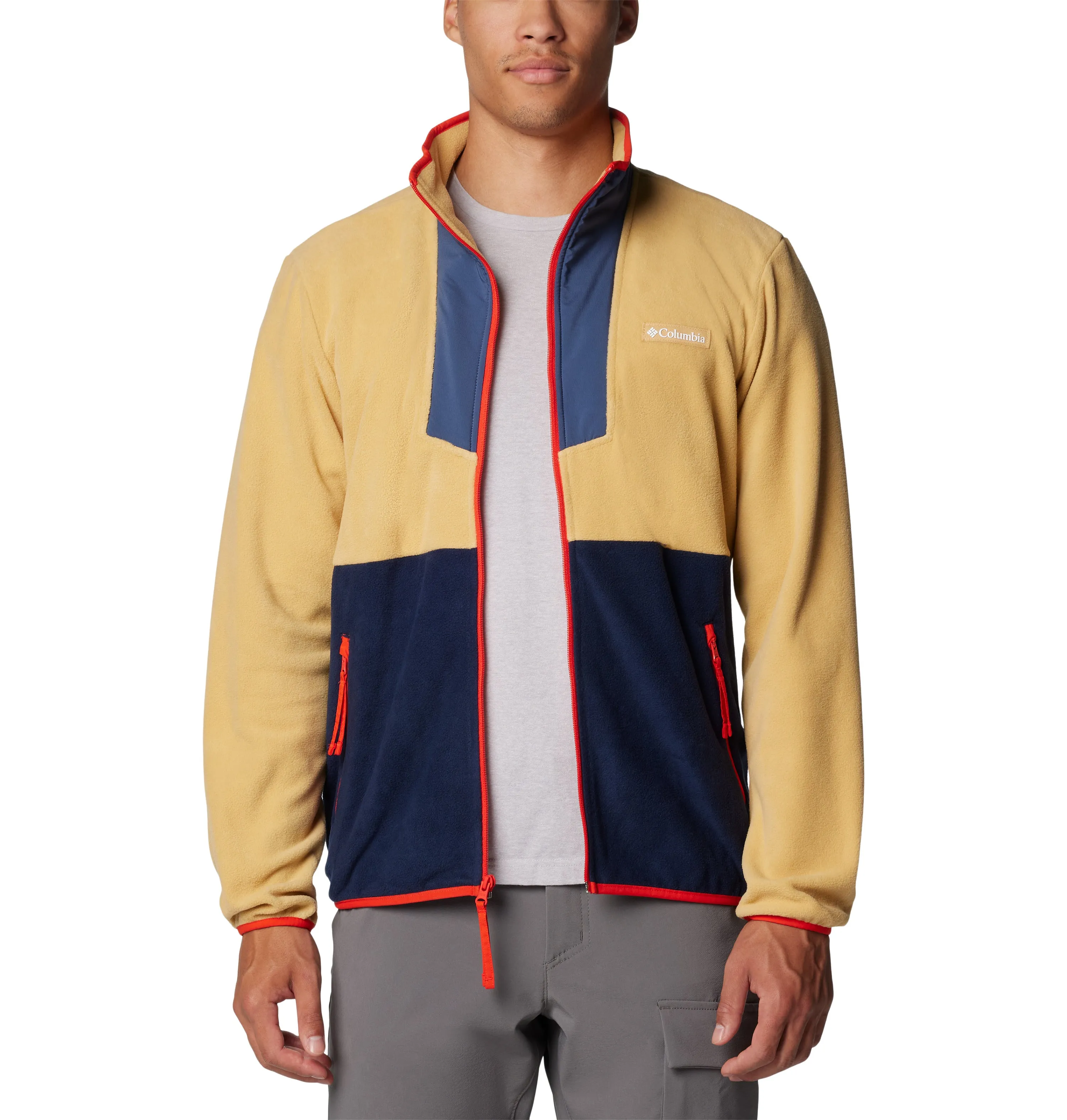 Columbia Men's Sequoia Grove Full Zip Fleece (Light Camel/Dark Mountain/Collegiate Navy/Spicy)