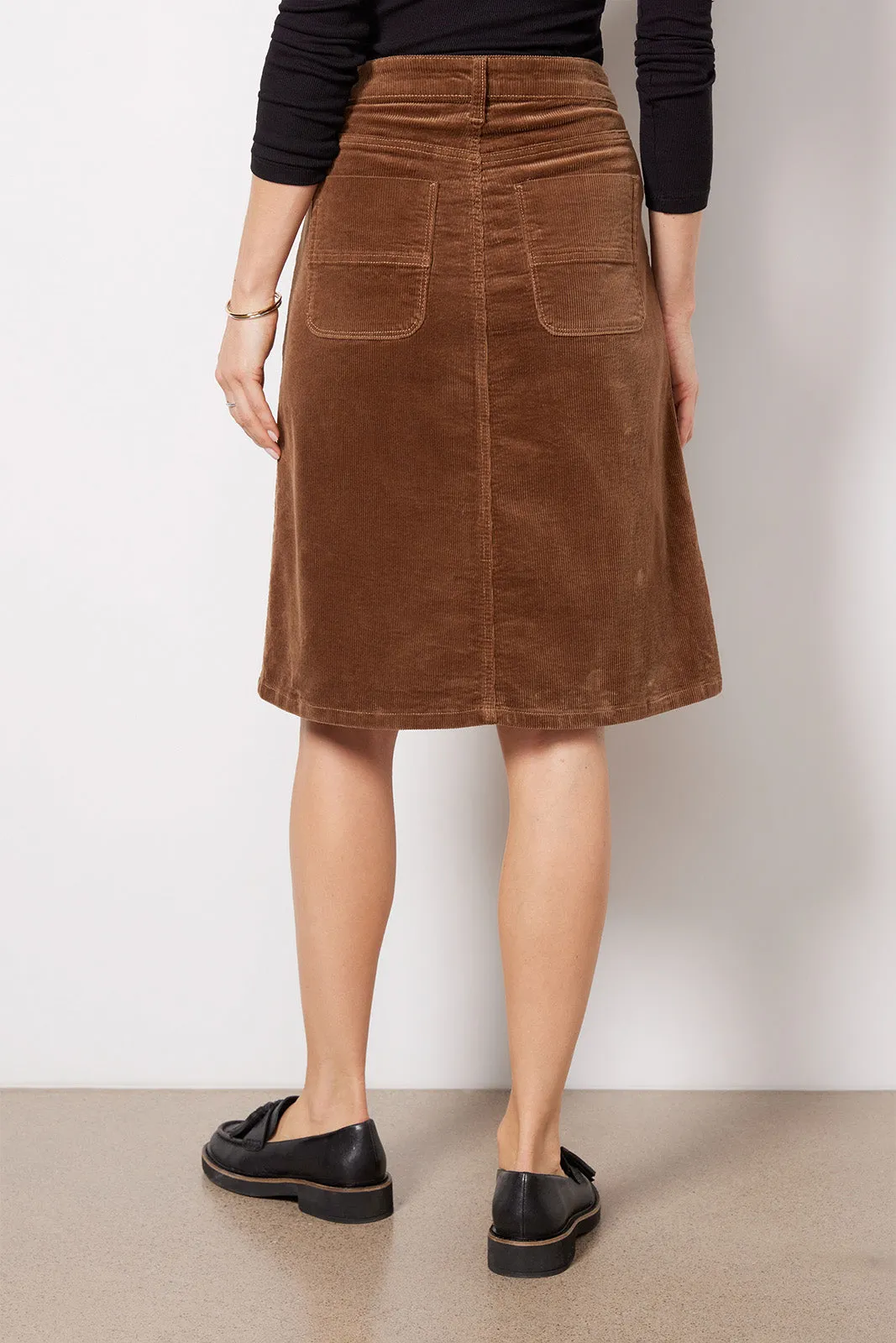 Corduroy Rose Button Front Skirt